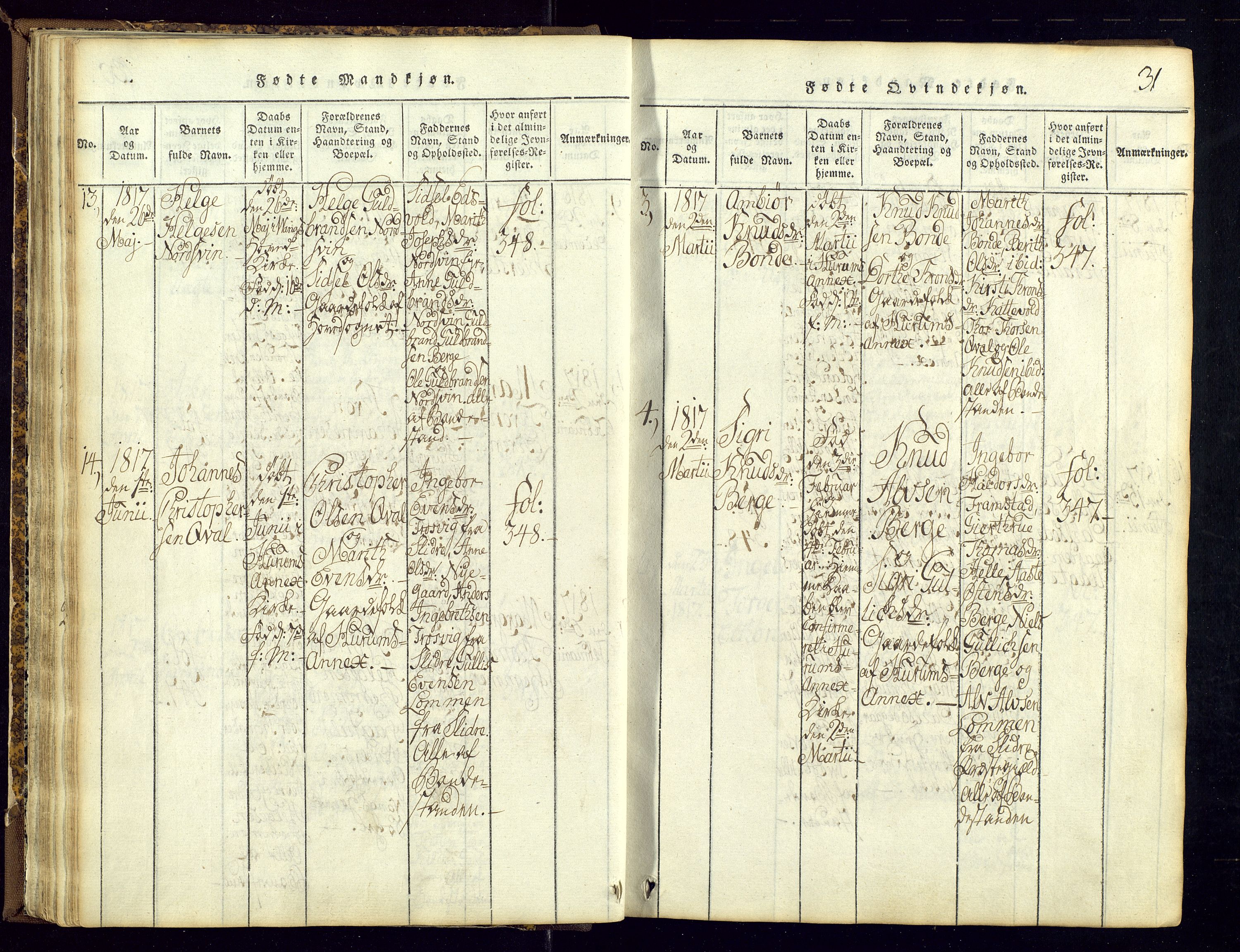 Vang prestekontor, Valdres, AV/SAH-PREST-140/H/Ha/L0004: Ministerialbok nr. 4, 1814-1831, s. 31