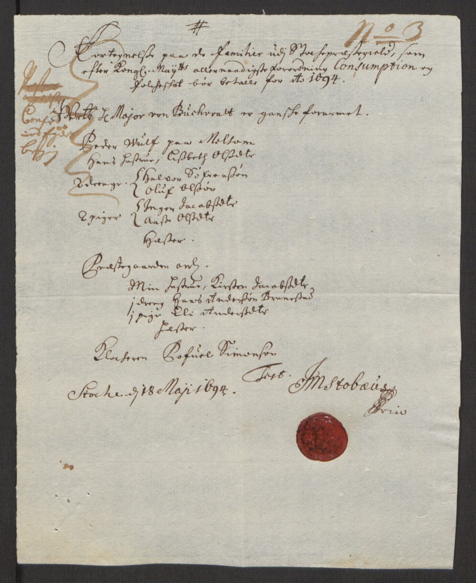 Rentekammeret inntil 1814, Reviderte regnskaper, Fogderegnskap, RA/EA-4092/R32/L1867: Fogderegnskap Jarlsberg grevskap, 1694-1696, s. 28