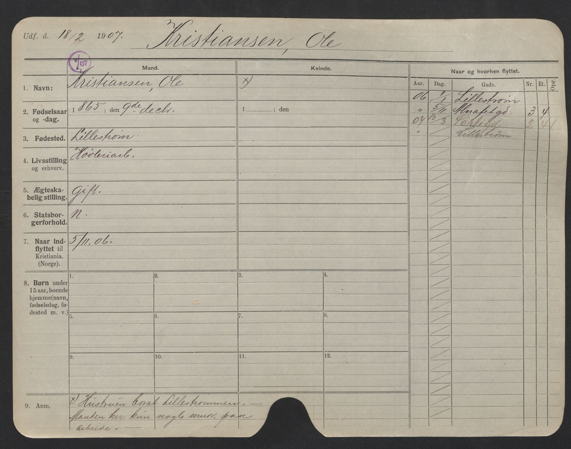 Oslo folkeregister, Registerkort, AV/SAO-A-11715/F/Fa/Fac/L0006: Menn, 1906-1914, s. 773a