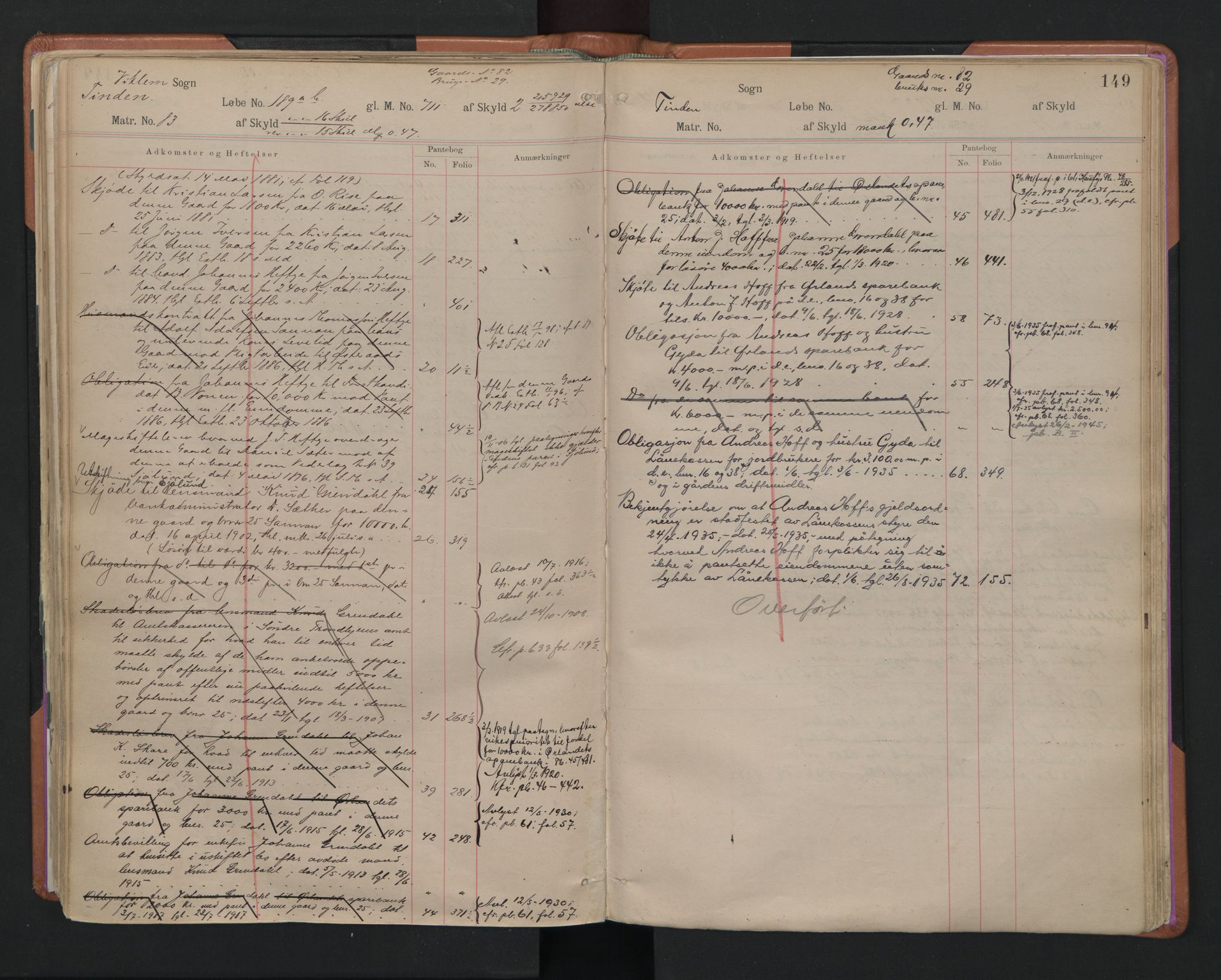 Fosen sorenskriveri, AV/SAT-A-1107/1/2/2A/L0018: Panteregister nr. 18, s. 149
