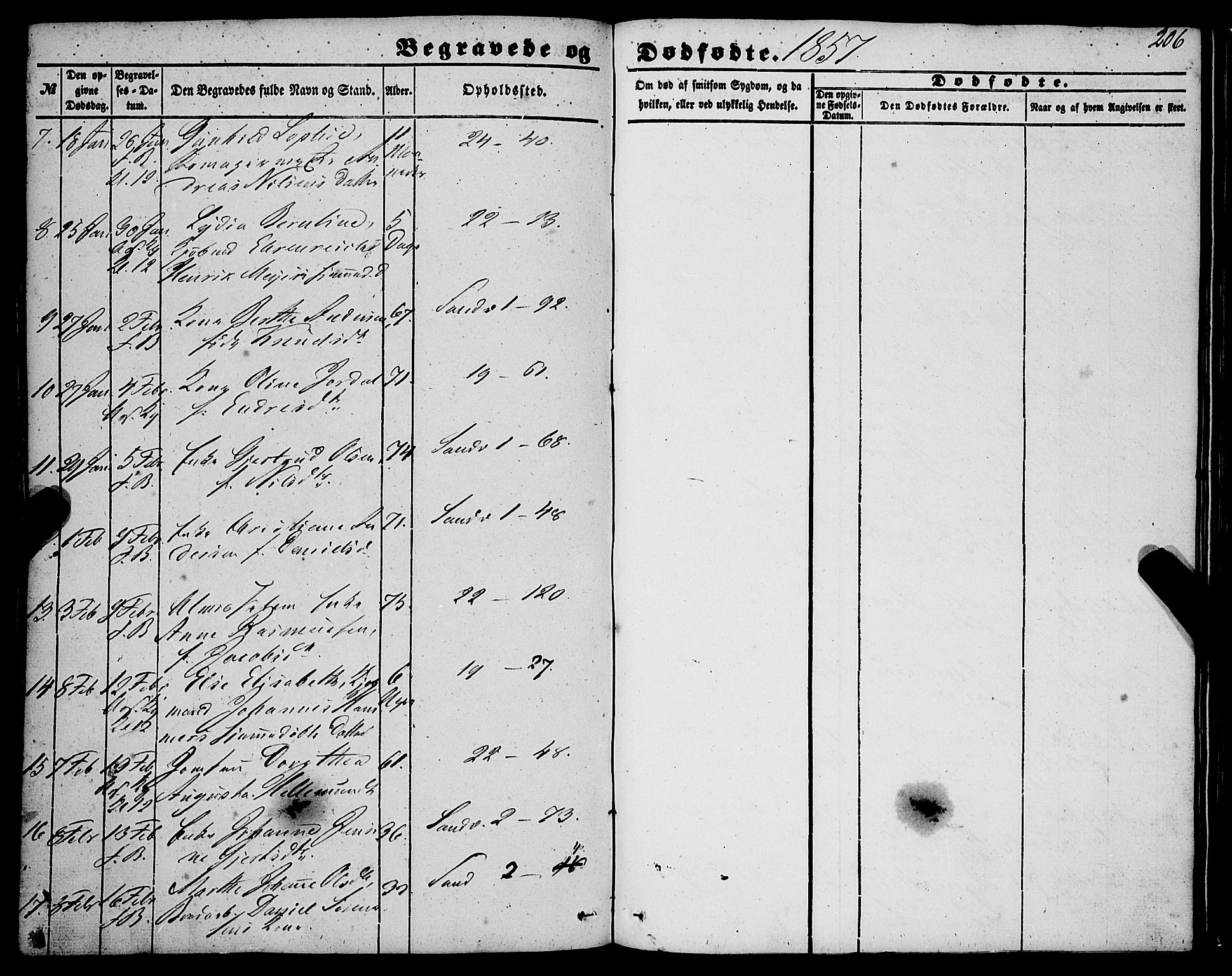 Korskirken sokneprestembete, SAB/A-76101/H/Haa: Ministerialbok nr. E 2, 1848-1862, s. 206