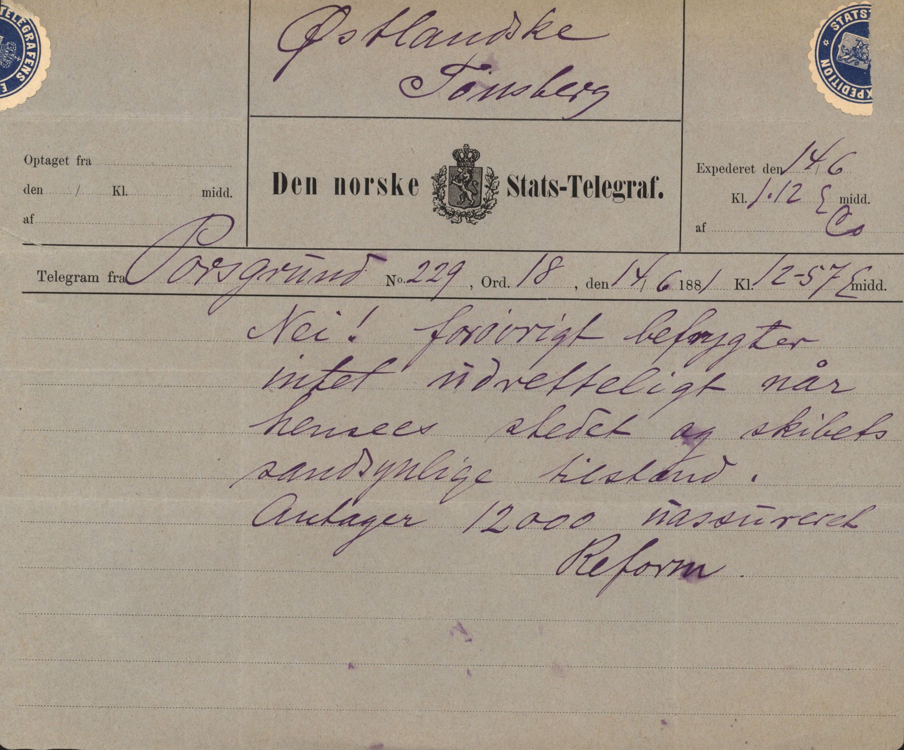 Pa 63 - Østlandske skibsassuranceforening, VEMU/A-1079/G/Ga/L0014/0001: Havaridokumenter / Mette, Margrethe, Eliezer, Dagny, 1881, s. 11