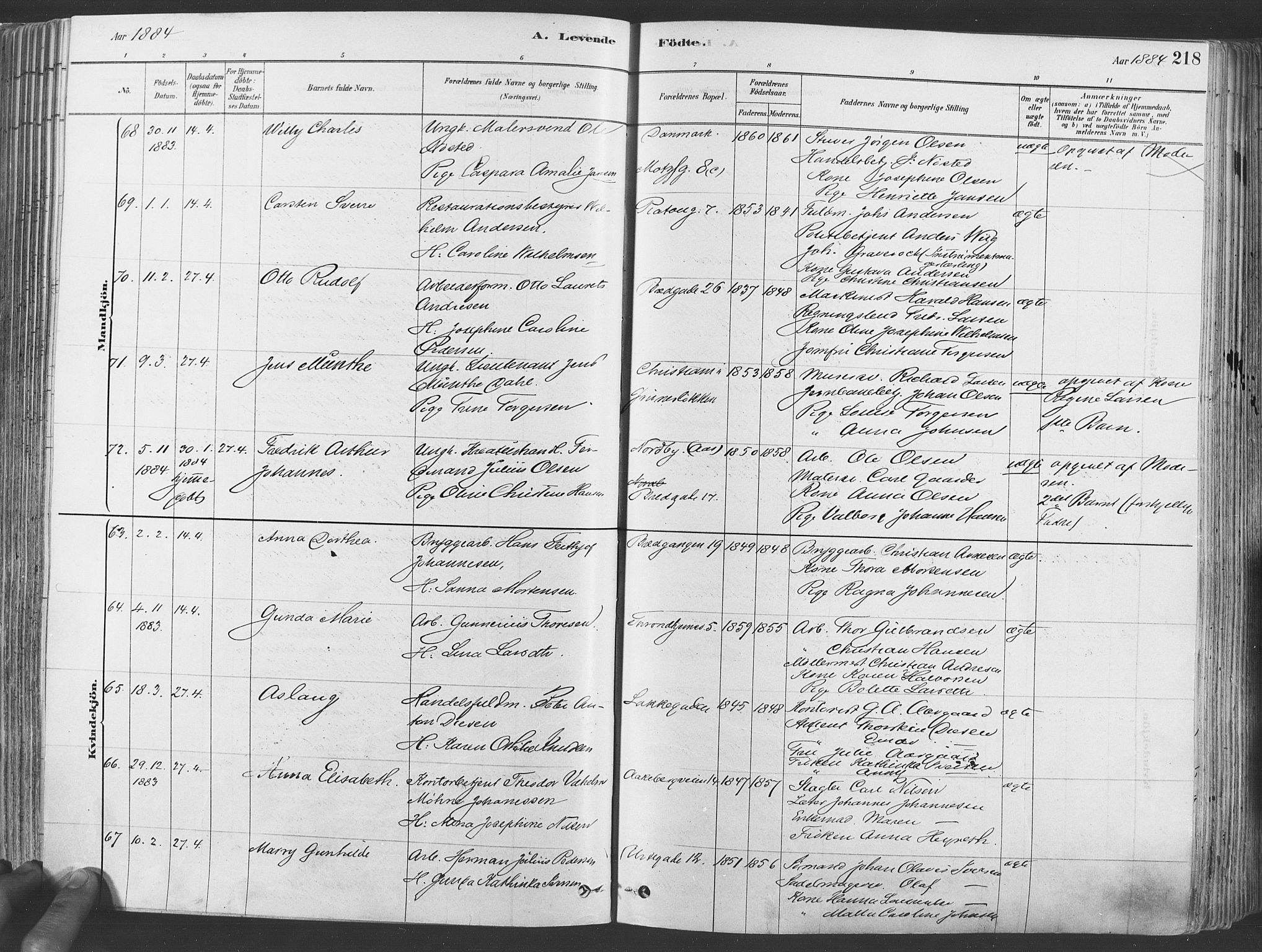 Grønland prestekontor Kirkebøker, SAO/A-10848/F/Fa/L0007: Ministerialbok nr. 7, 1878-1888, s. 218