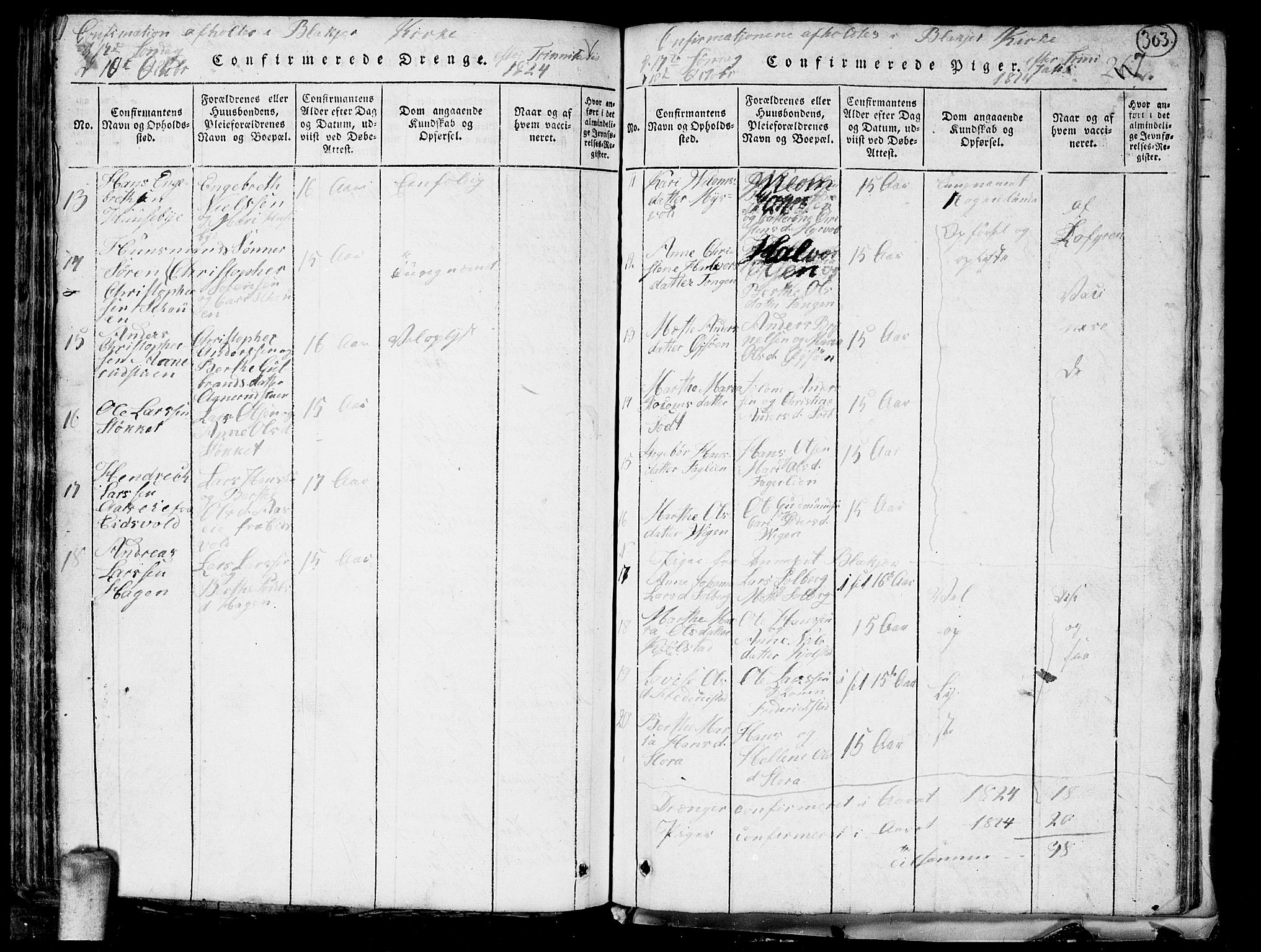 Aurskog prestekontor Kirkebøker, SAO/A-10304a/G/Ga/L0001: Klokkerbok nr. I 1, 1814-1829, s. 303