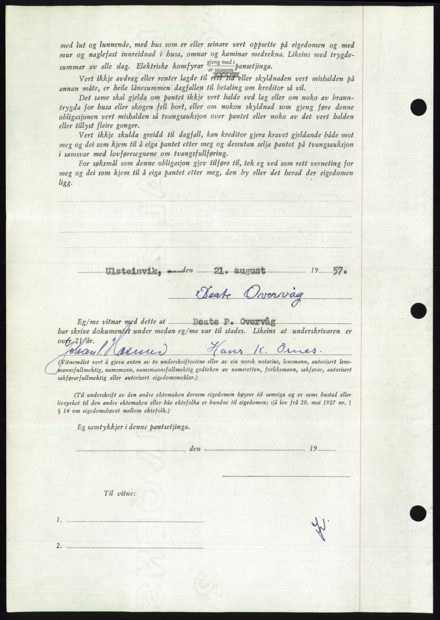 Søre Sunnmøre sorenskriveri, AV/SAT-A-4122/1/2/2C/L0130: Pantebok nr. 18B, 1957-1958, Dagboknr: 1962/1957