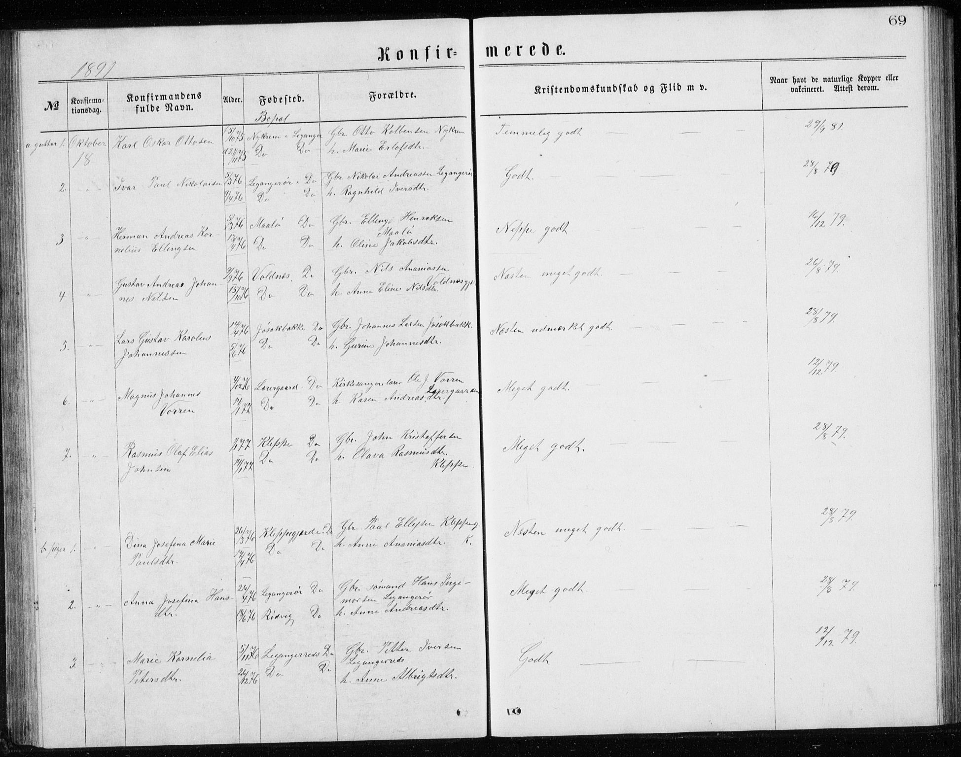 Ministerialprotokoller, klokkerbøker og fødselsregistre - Møre og Romsdal, SAT/A-1454/508/L0097: Klokkerbok nr. 508C01, 1873-1897, s. 69