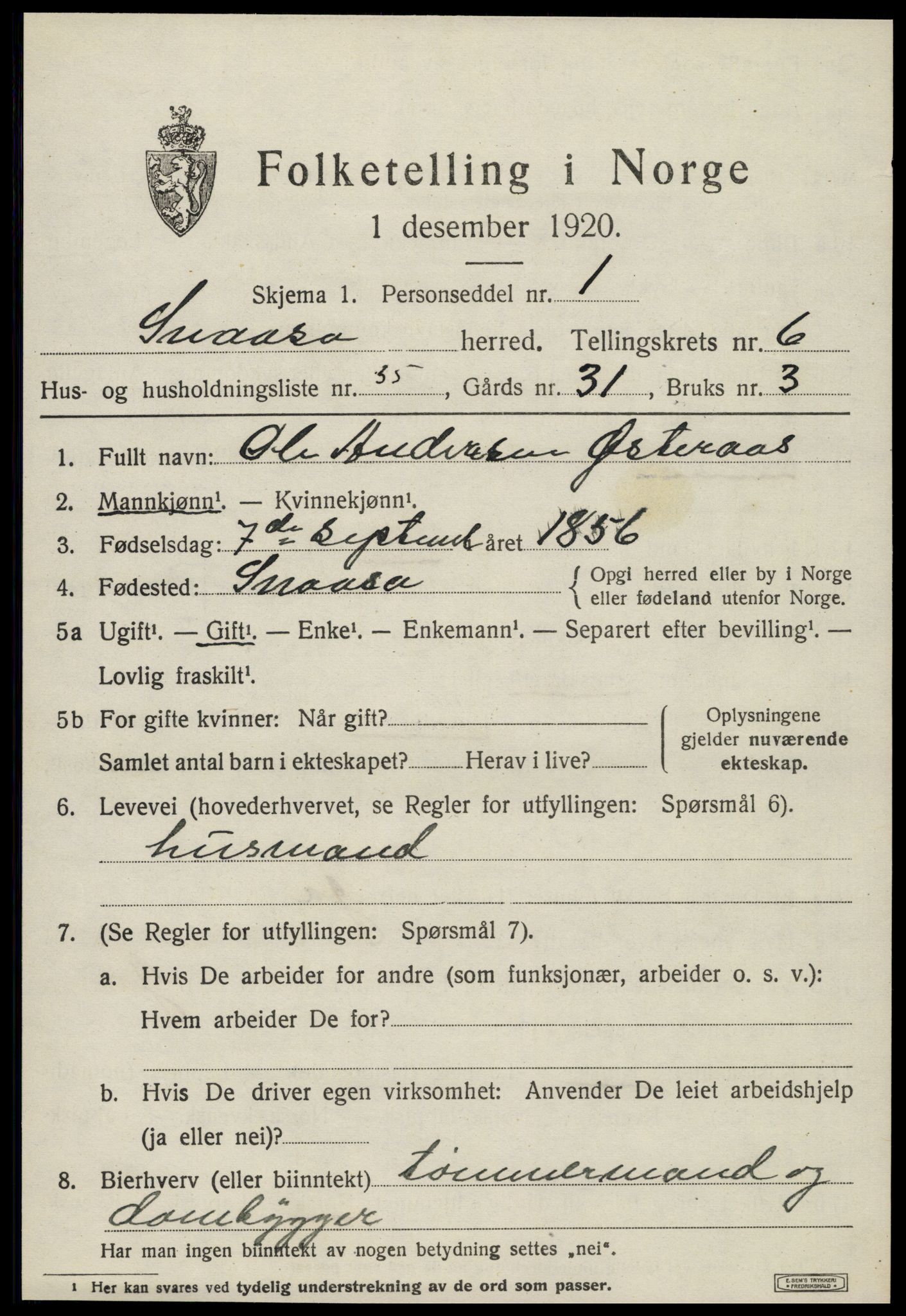 SAT, Folketelling 1920 for 1736 Snåsa herred, 1920, s. 2924