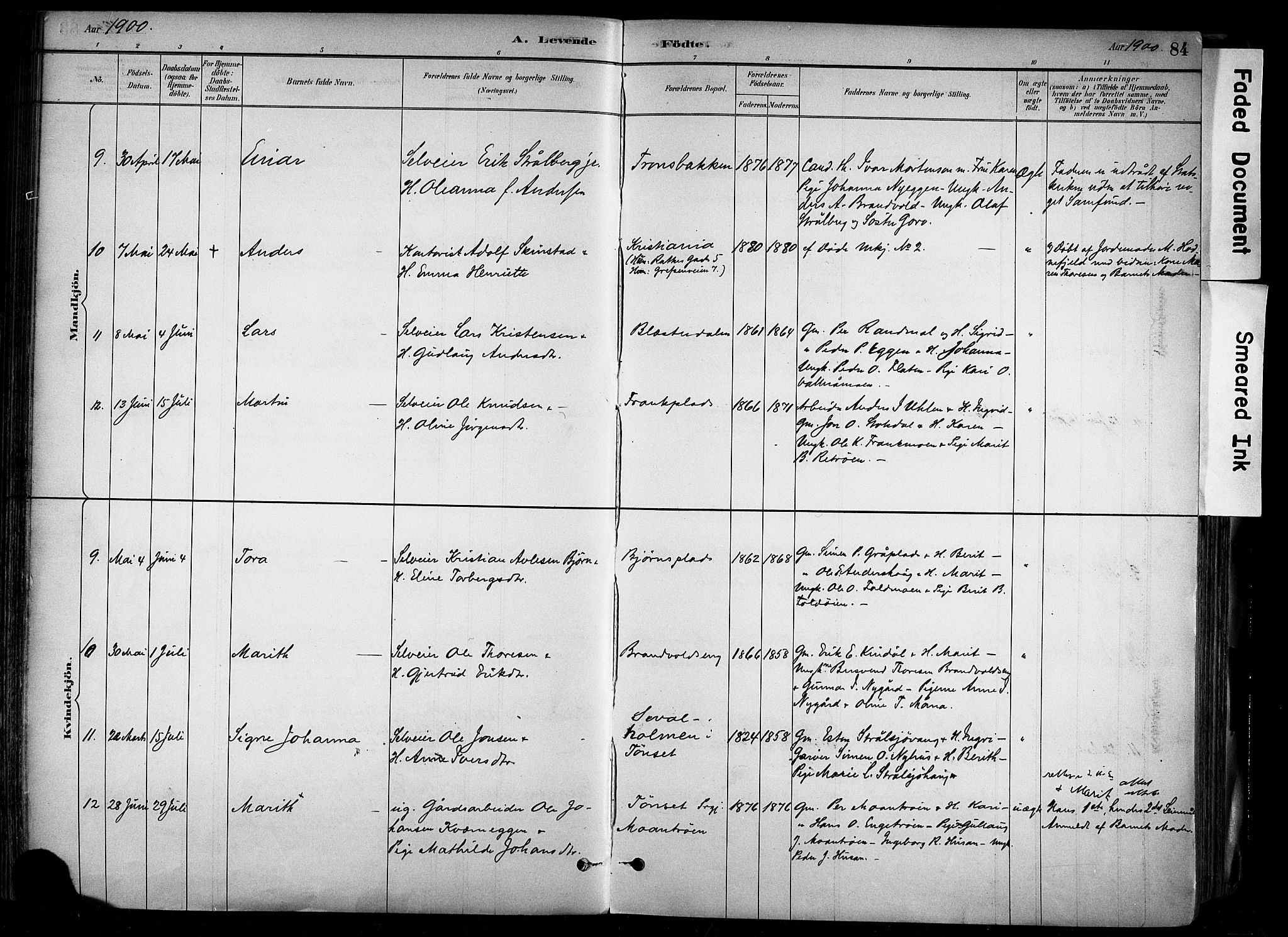 Alvdal prestekontor, AV/SAH-PREST-060/H/Ha/Haa/L0002: Ministerialbok nr. 2, 1883-1906, s. 84