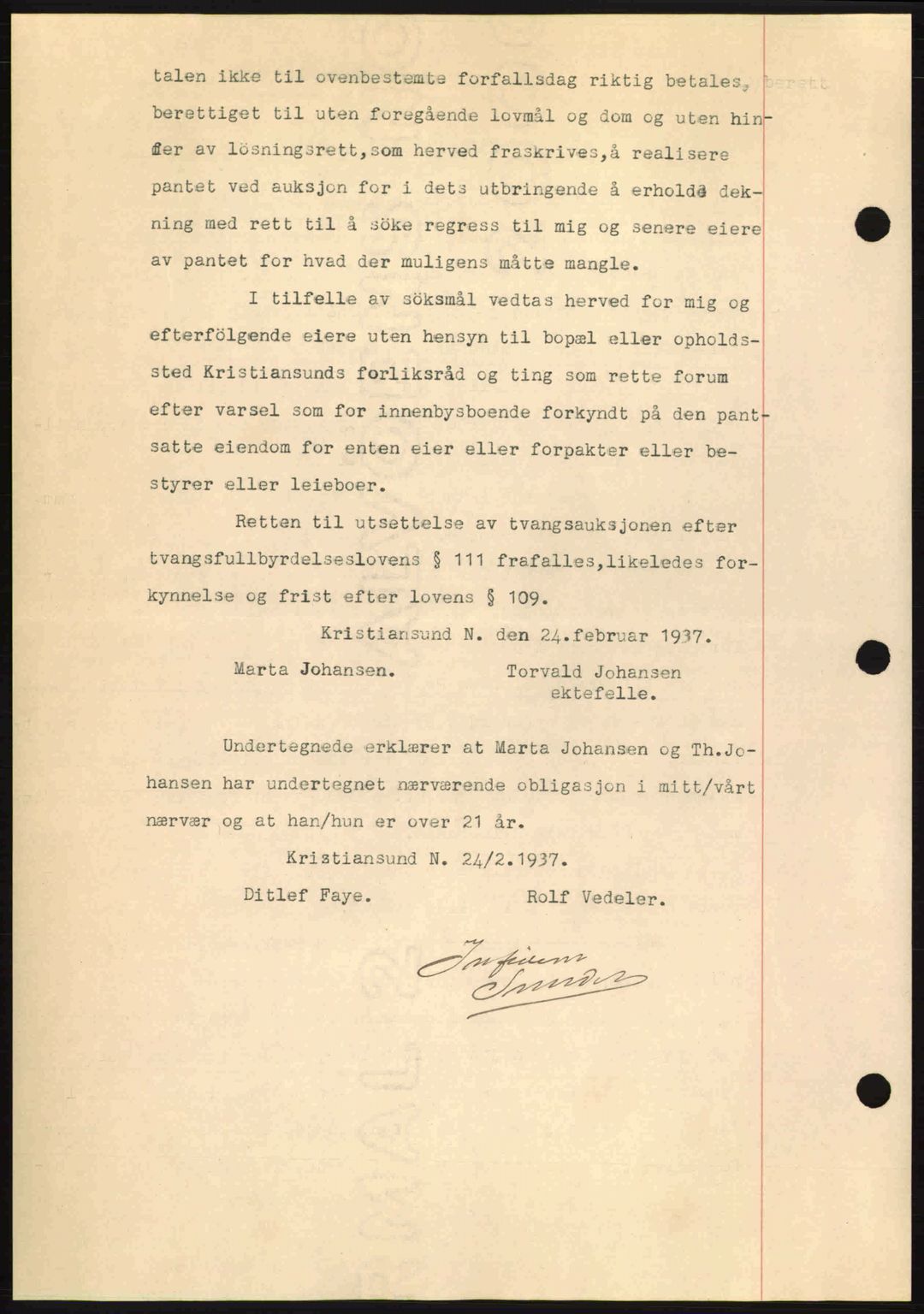 Kristiansund byfogd, AV/SAT-A-4587/A/27: Pantebok nr. 29, 1936-1937, Dagboknr: 127/1937