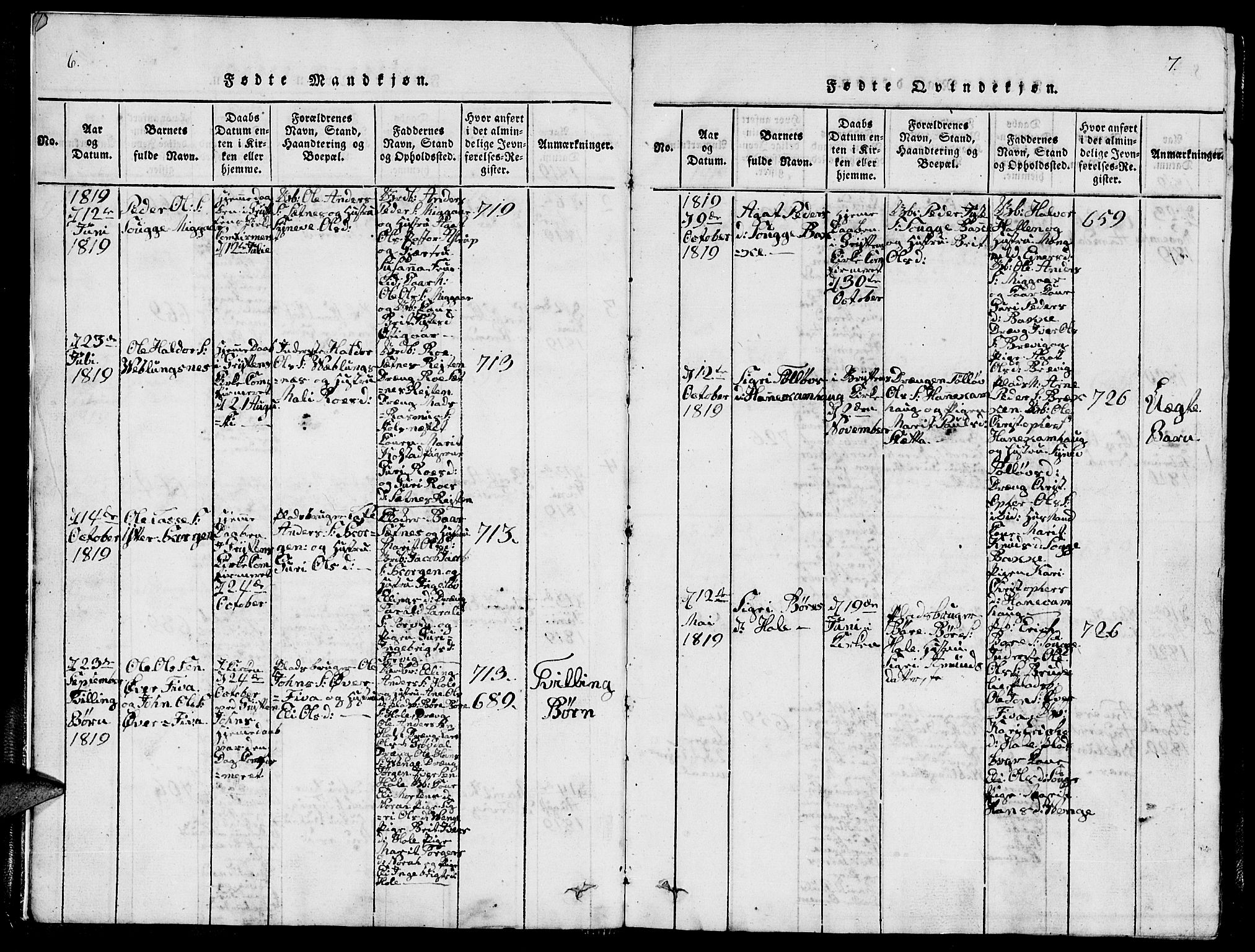 Ministerialprotokoller, klokkerbøker og fødselsregistre - Møre og Romsdal, SAT/A-1454/544/L0579: Klokkerbok nr. 544C01, 1818-1836, s. 6-7