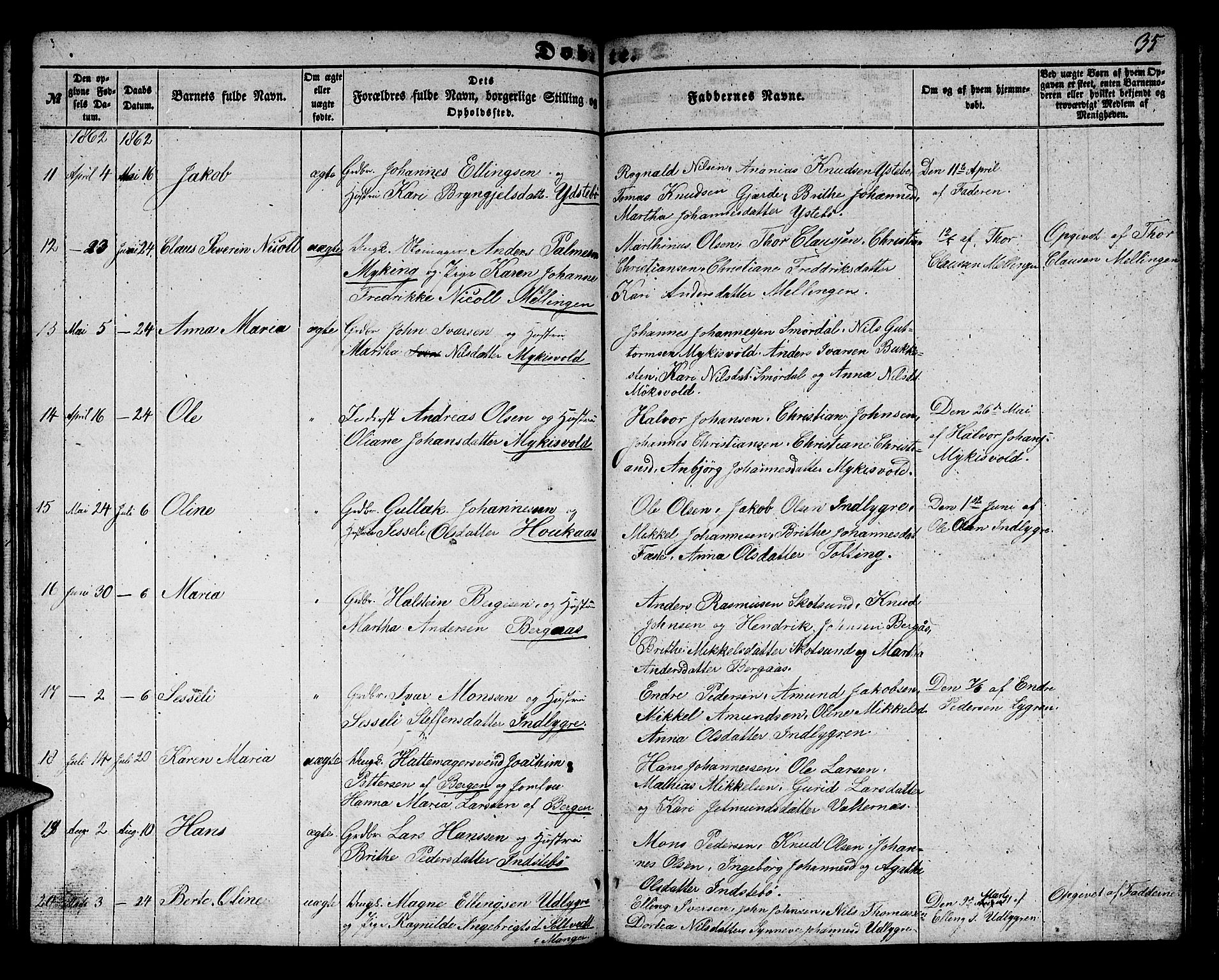 Alversund Sokneprestembete, AV/SAB-A-73901/H/Ha/Hab: Klokkerbok nr. B 1, 1852-1865, s. 35