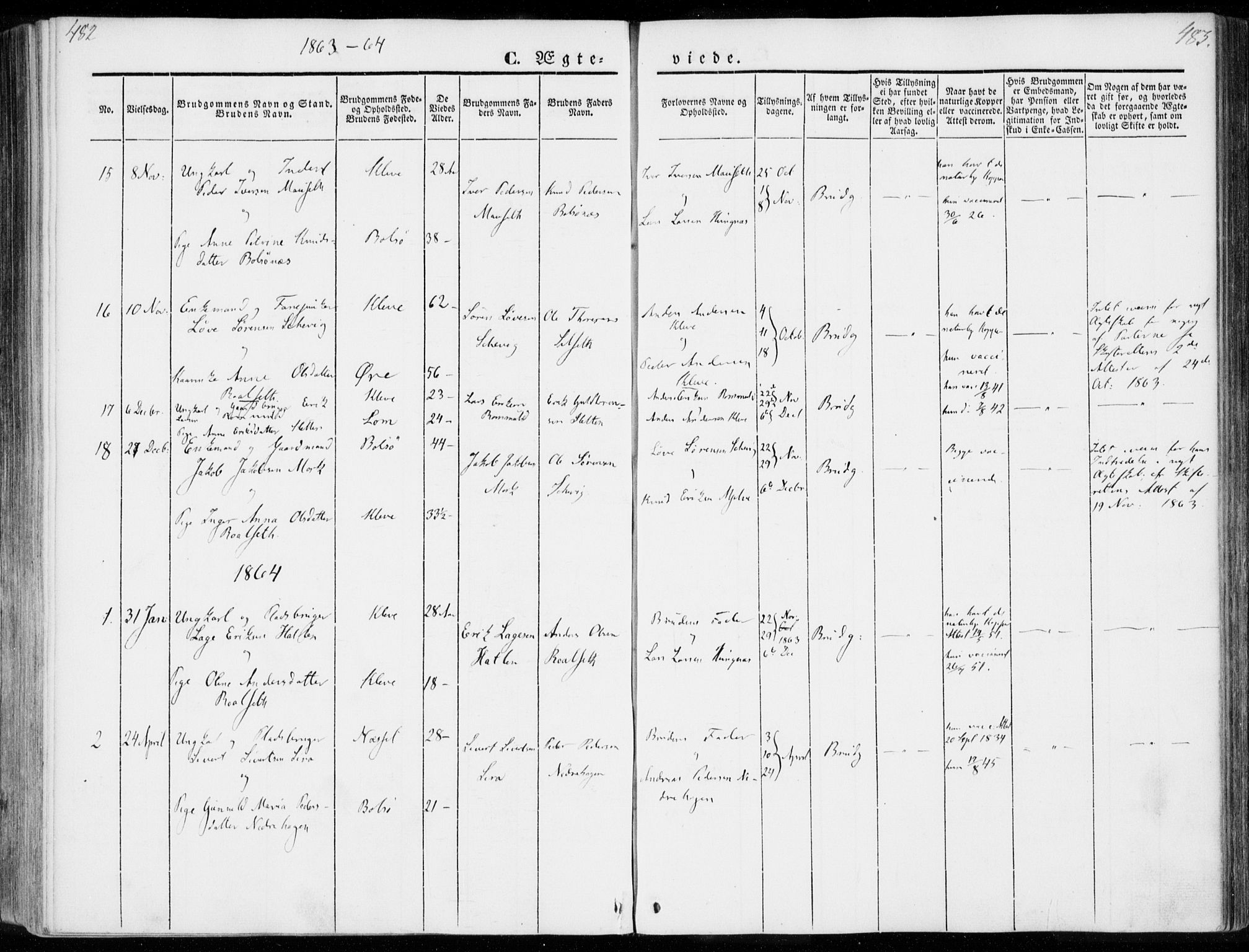 Ministerialprotokoller, klokkerbøker og fødselsregistre - Møre og Romsdal, SAT/A-1454/557/L0680: Ministerialbok nr. 557A02, 1843-1869, s. 482-483