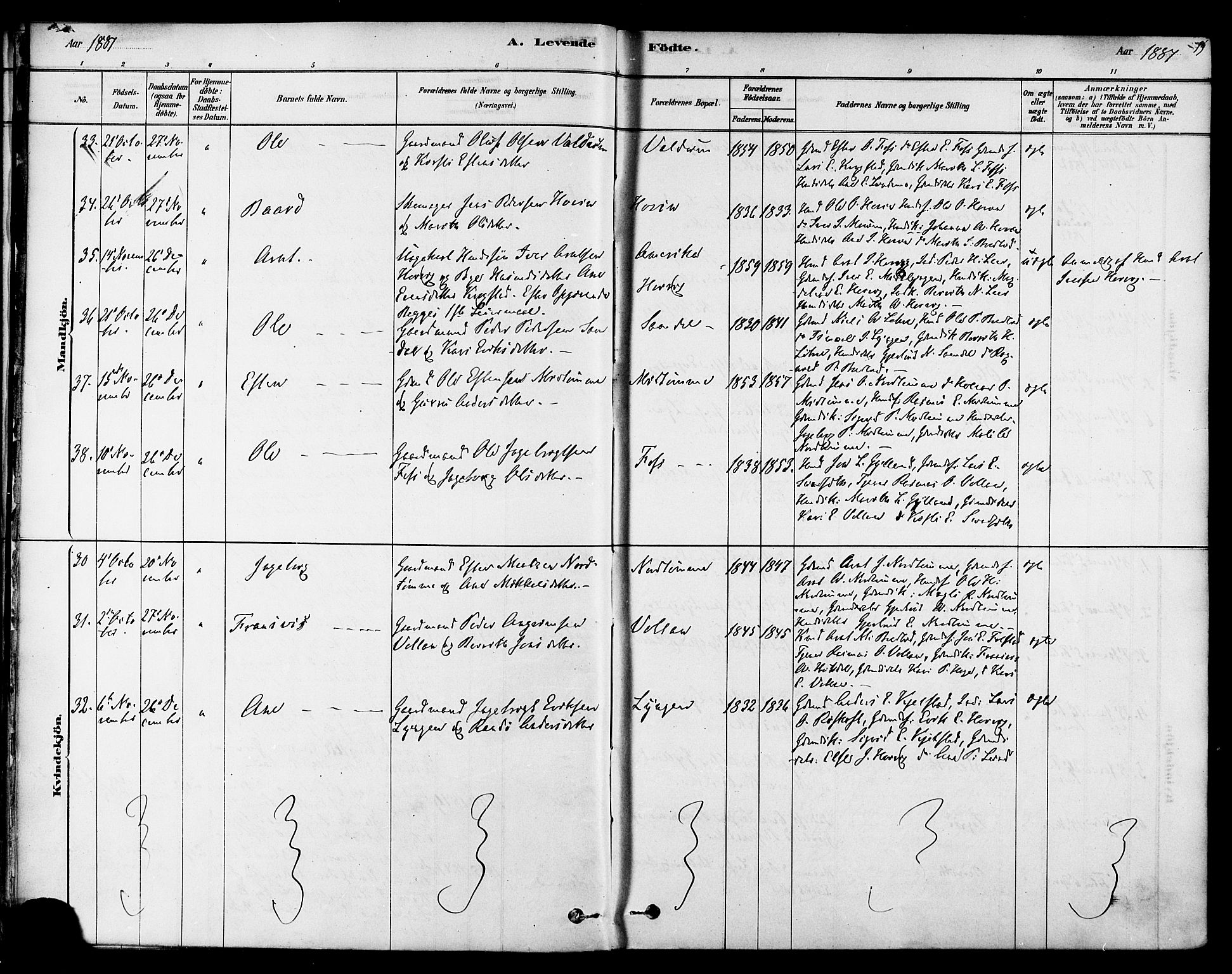 Ministerialprotokoller, klokkerbøker og fødselsregistre - Sør-Trøndelag, AV/SAT-A-1456/692/L1105: Ministerialbok nr. 692A05, 1878-1890, s. 19
