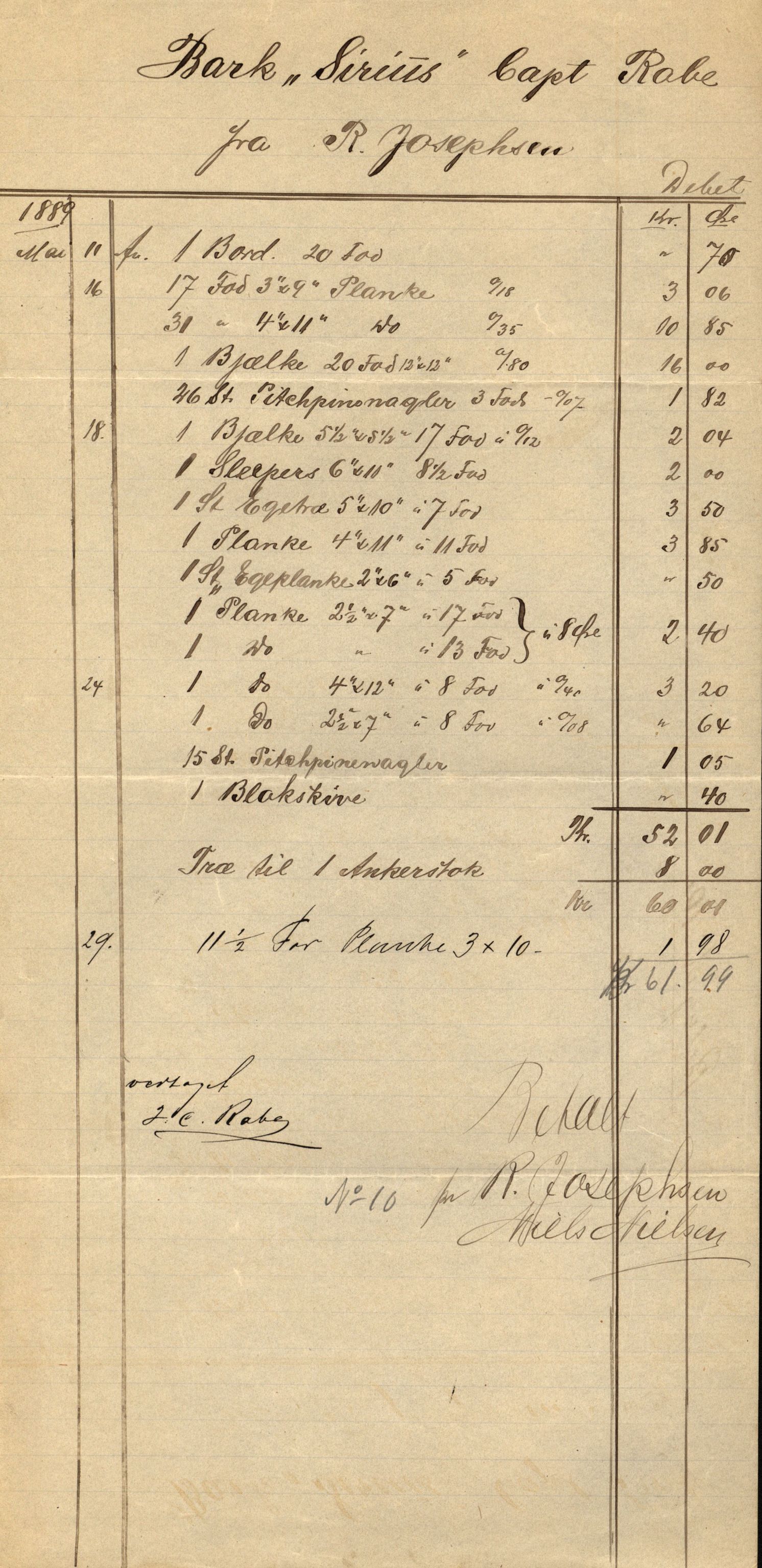 Pa 63 - Østlandske skibsassuranceforening, VEMU/A-1079/G/Ga/L0024/0002: Havaridokumenter / Terpsichore, Roecliff, Rolfsøen, Skjold, Sirius, 1889, s. 204