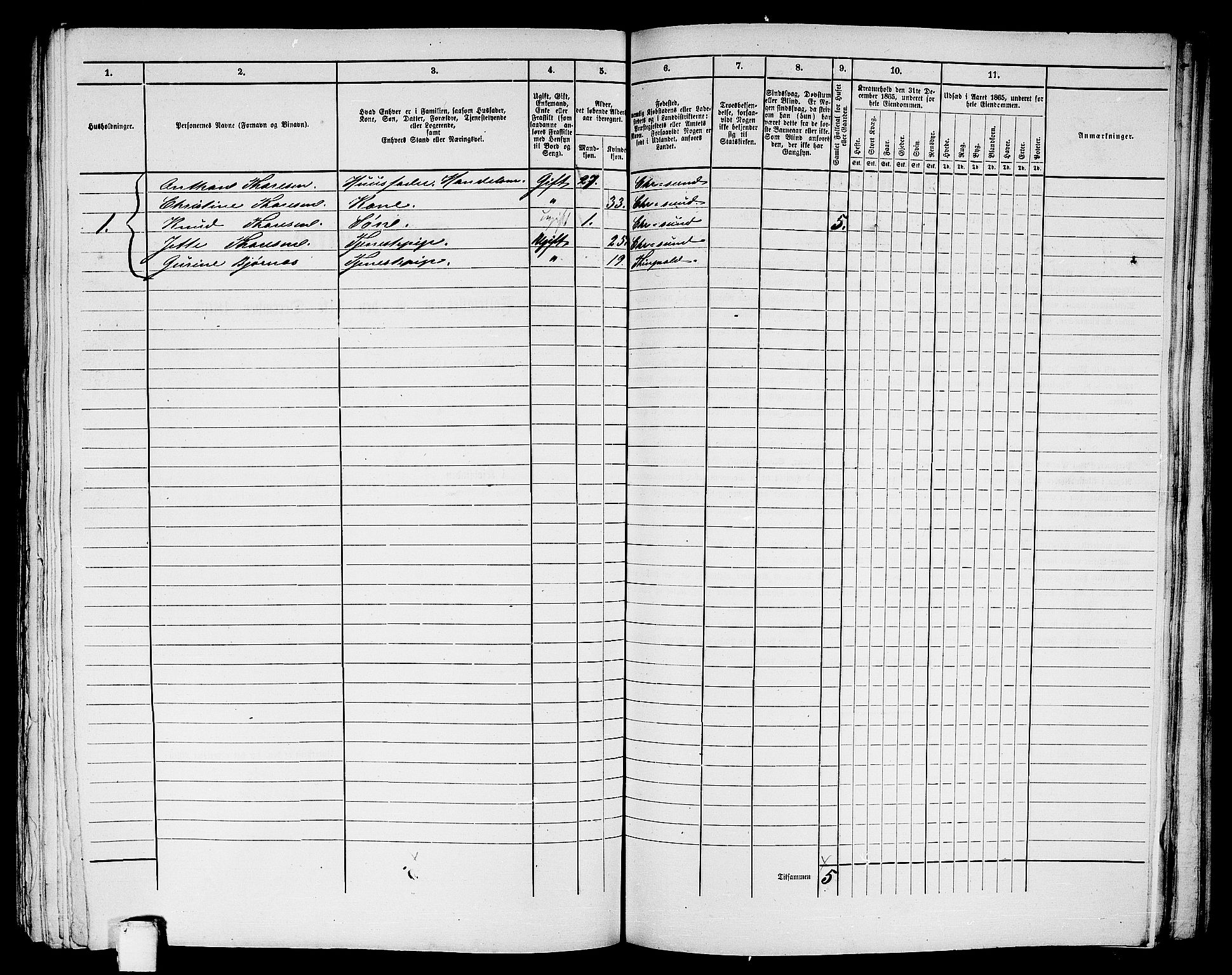 RA, Folketelling 1865 for 1503B Kristiansund prestegjeld, Kristiansund kjøpstad, 1865, s. 981