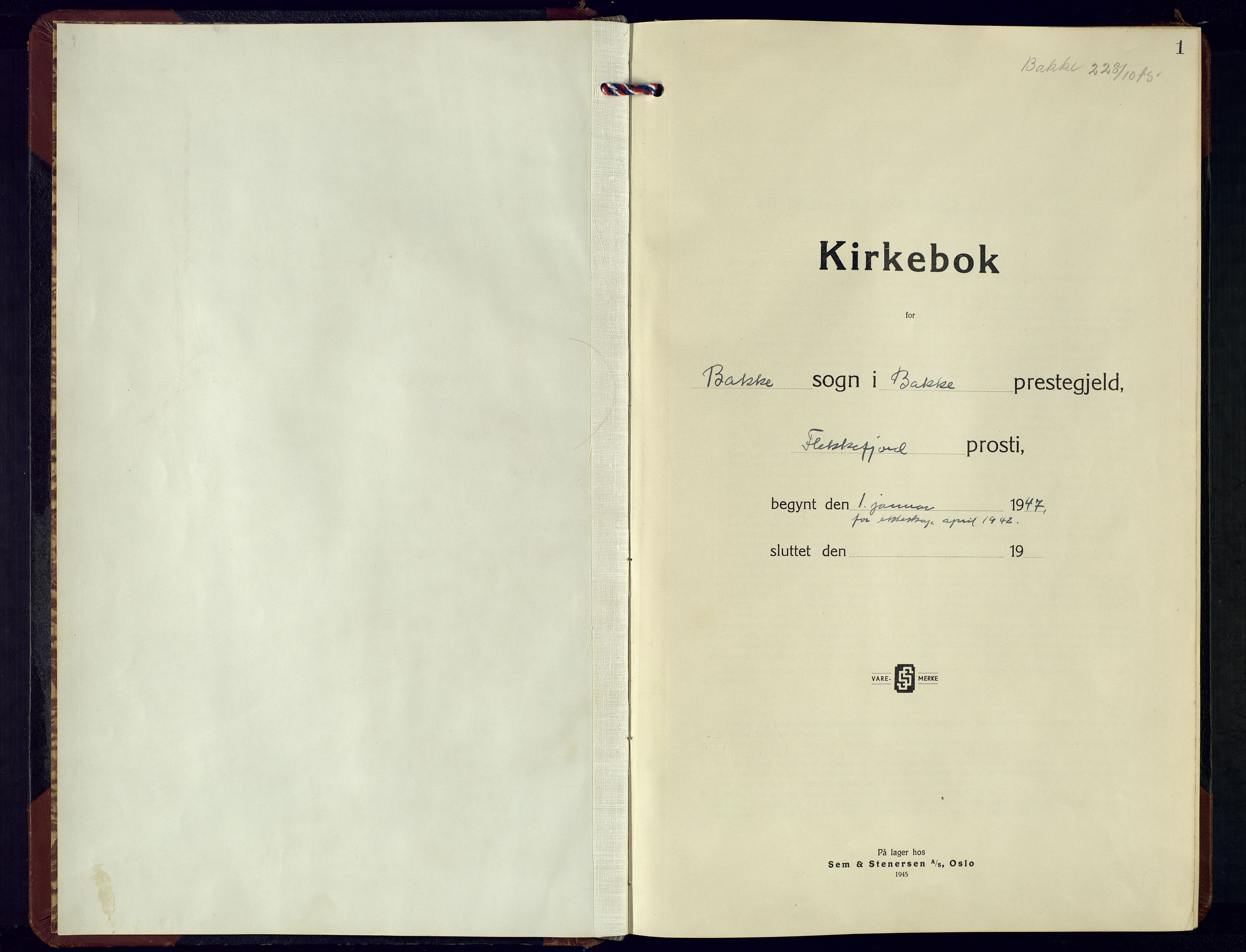 Bakke sokneprestkontor, SAK/1111-0002/F/Fb/Fba/L0005: Klokkerbok nr. B 5, 1947-1971, s. 1