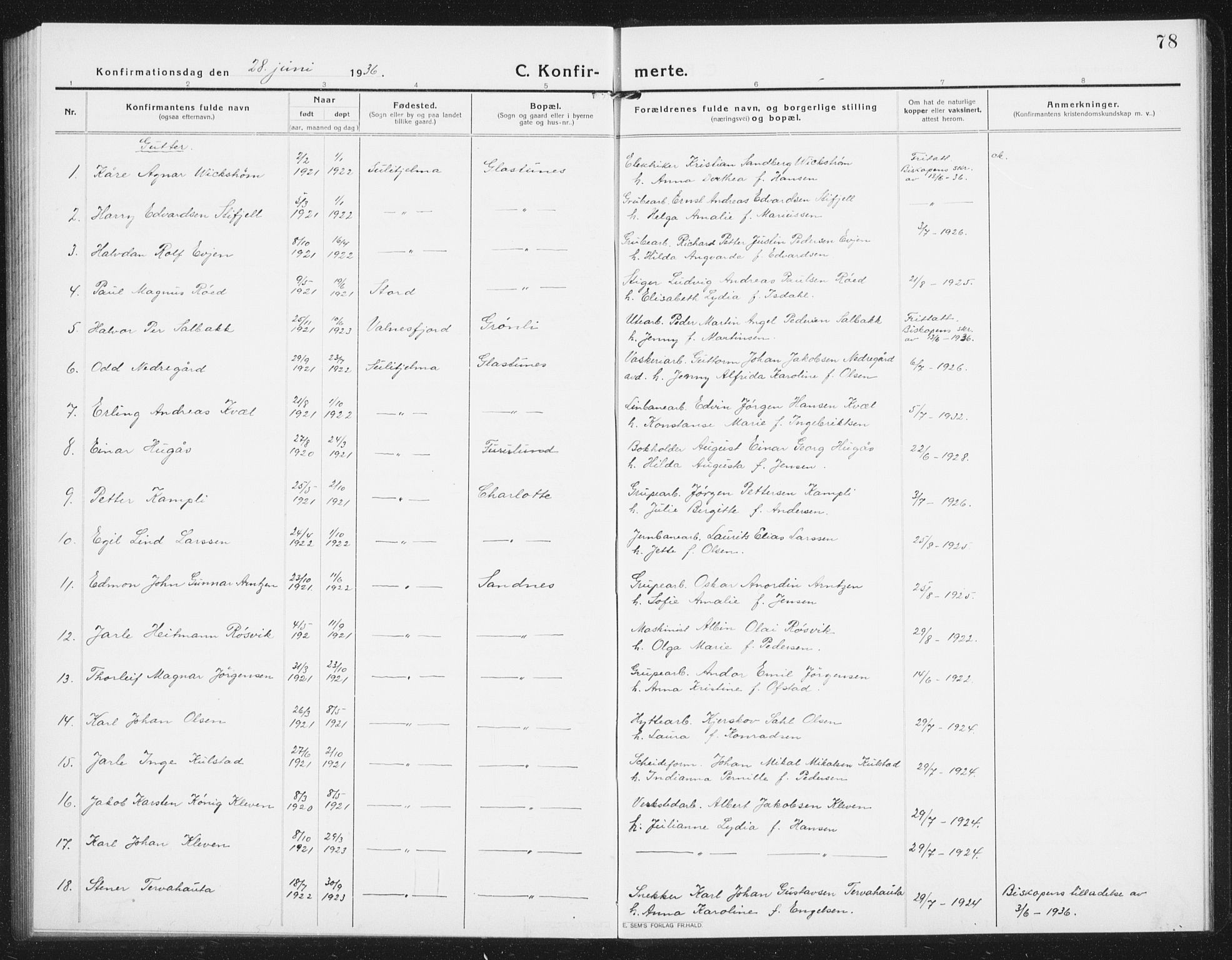 Ministerialprotokoller, klokkerbøker og fødselsregistre - Nordland, AV/SAT-A-1459/850/L0717: Klokkerbok nr. 850C01, 1915-1941, s. 78