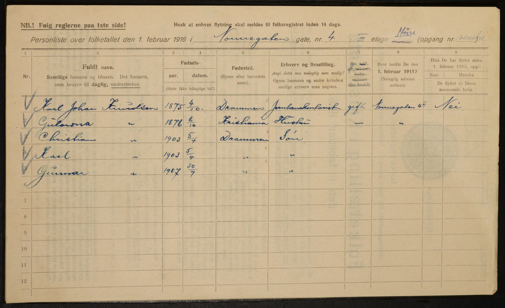 OBA, Kommunal folketelling 1.2.1916 for Kristiania, 1916, s. 73162