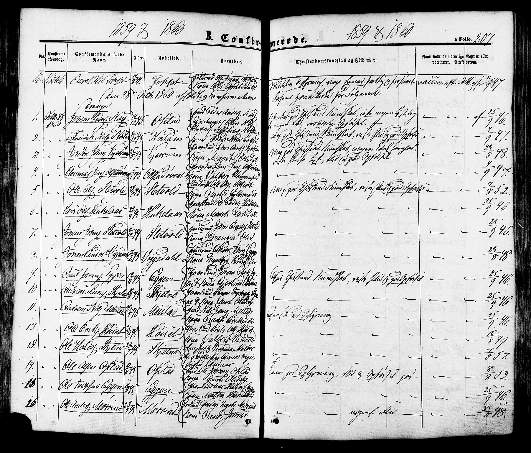 Ministerialprotokoller, klokkerbøker og fødselsregistre - Sør-Trøndelag, SAT/A-1456/665/L0772: Ministerialbok nr. 665A07, 1856-1878, s. 207