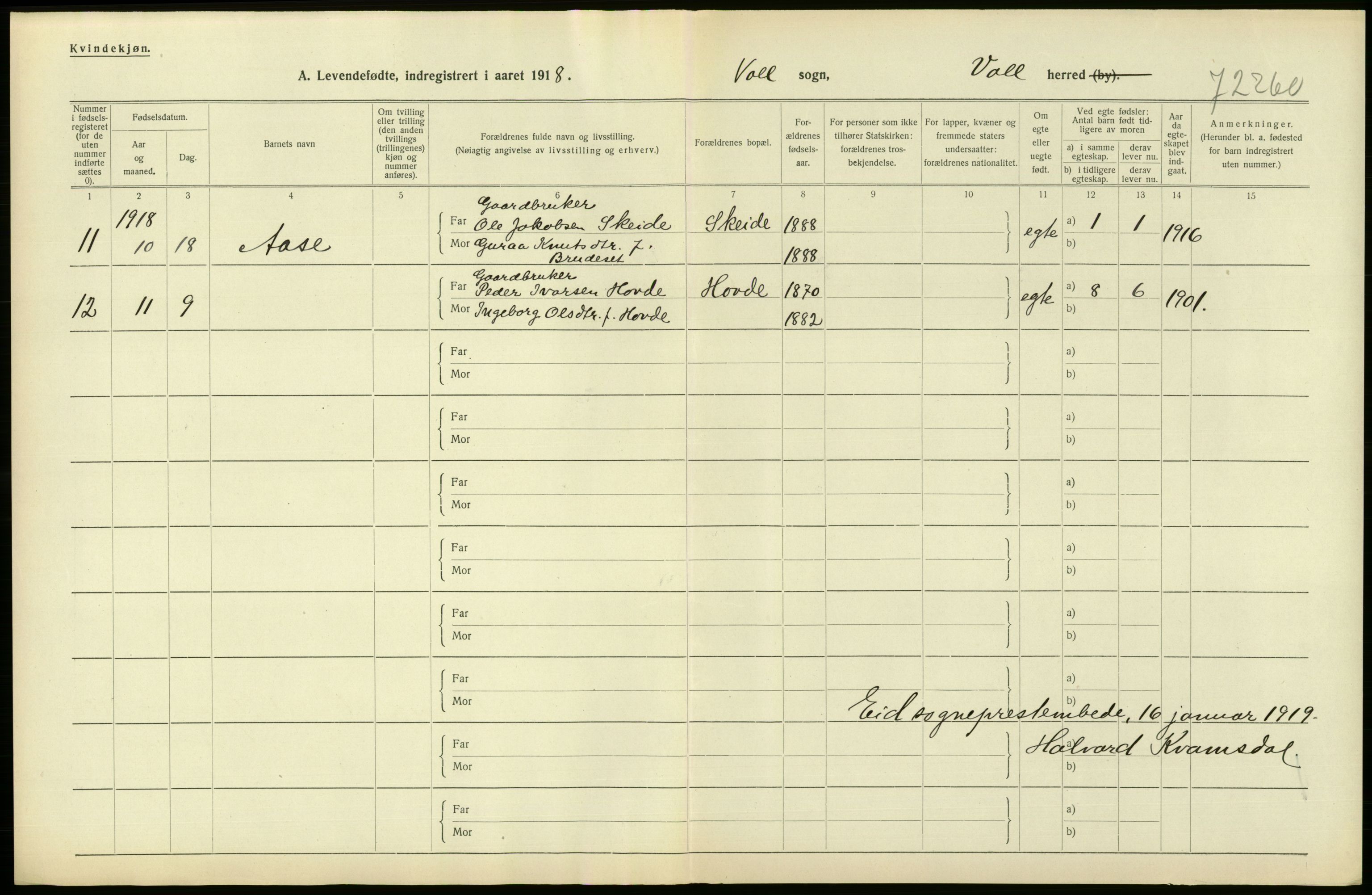 Statistisk sentralbyrå, Sosiodemografiske emner, Befolkning, RA/S-2228/D/Df/Dfb/Dfbh/L0043: Møre fylke: Levendefødte menn og kvinner. Bygder., 1918, s. 574