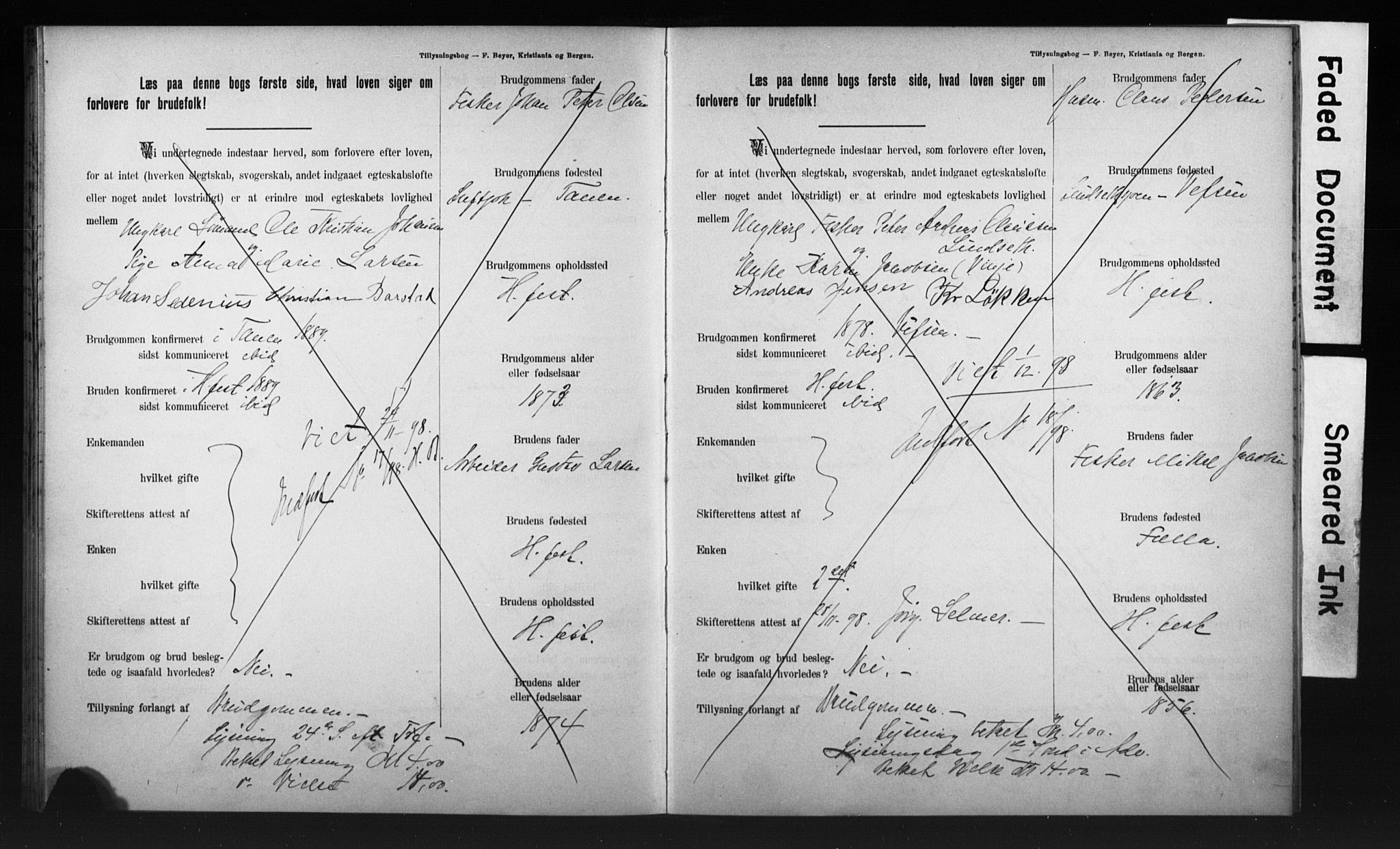 Hammerfest sokneprestkontor, SATØ/S-1347/I/Ib/L0070/0004: Lysningsprotokoll nr. 70, 1896-1899