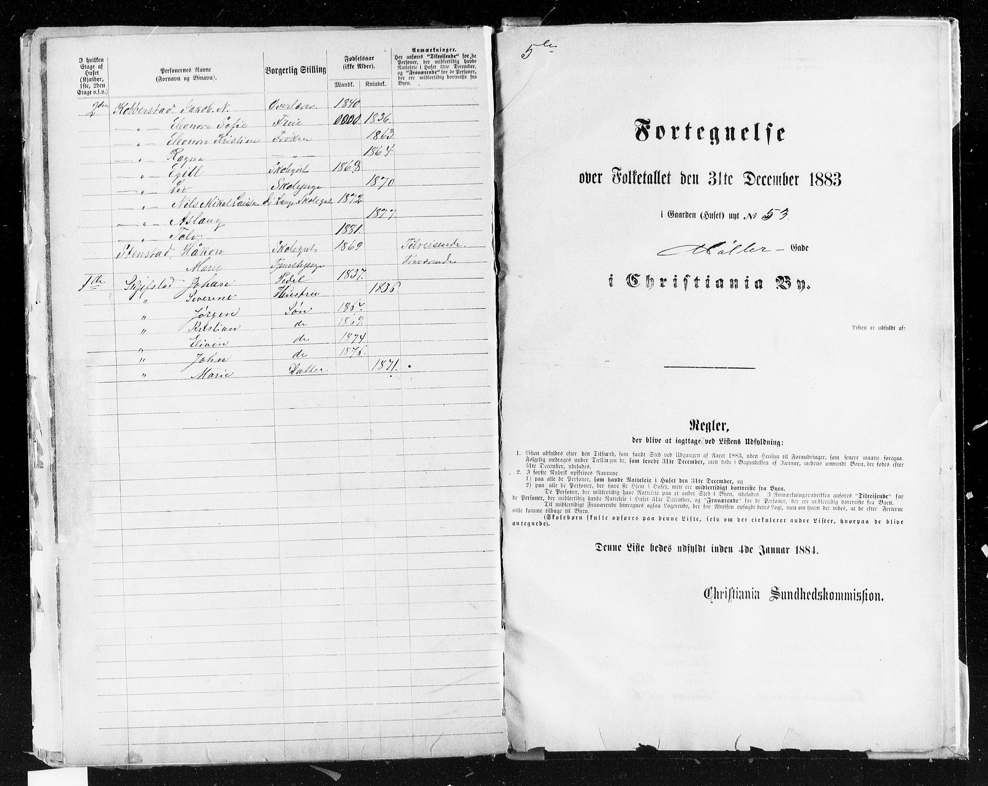 OBA, Kommunal folketelling 31.12.1883 for Kristiania kjøpstad, 1883, s. 2926