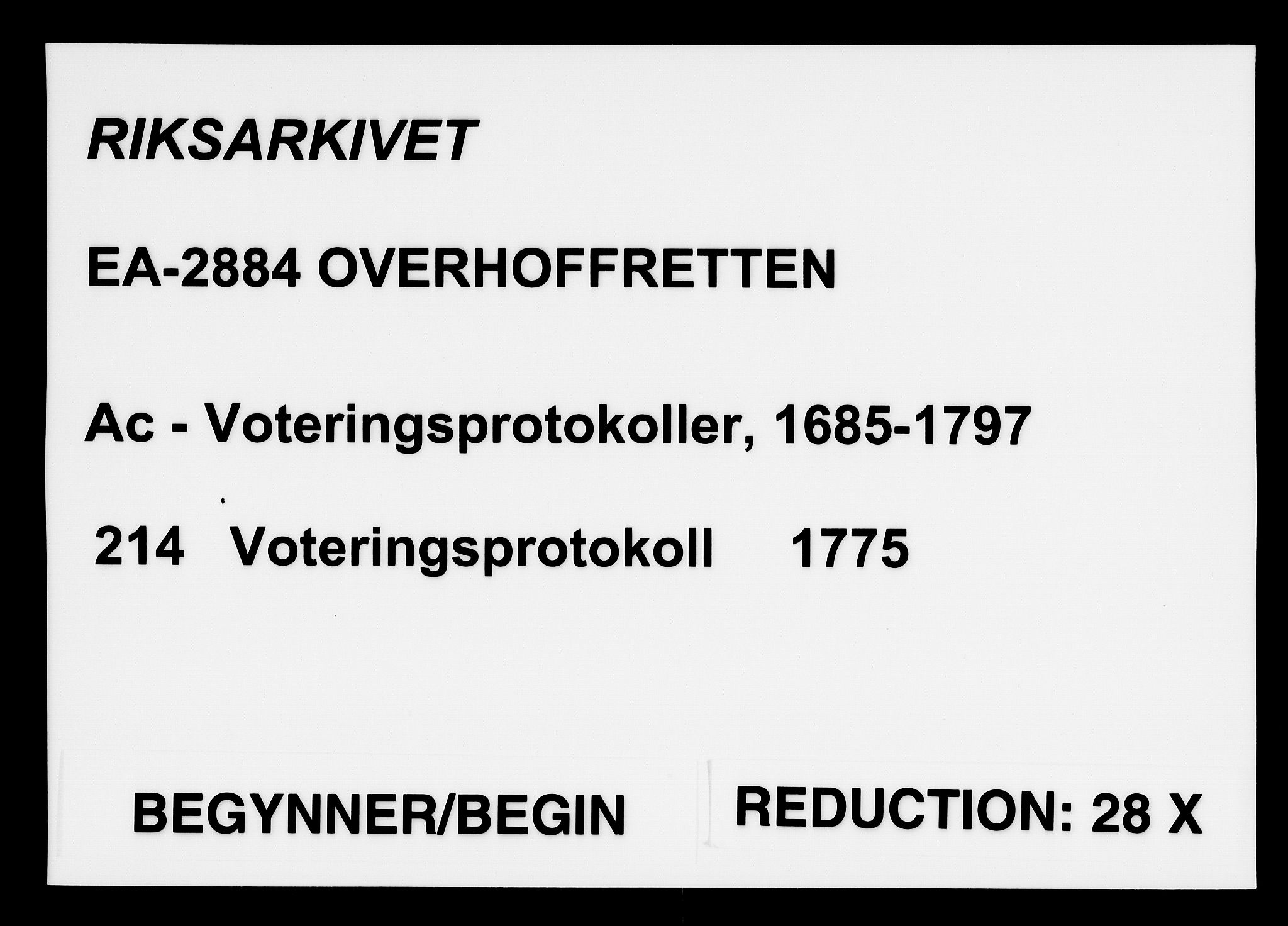 Overhoffretten 1667-1797, RA/EA-2884/Ac/L0214: Voteringsprotokoll, 1775