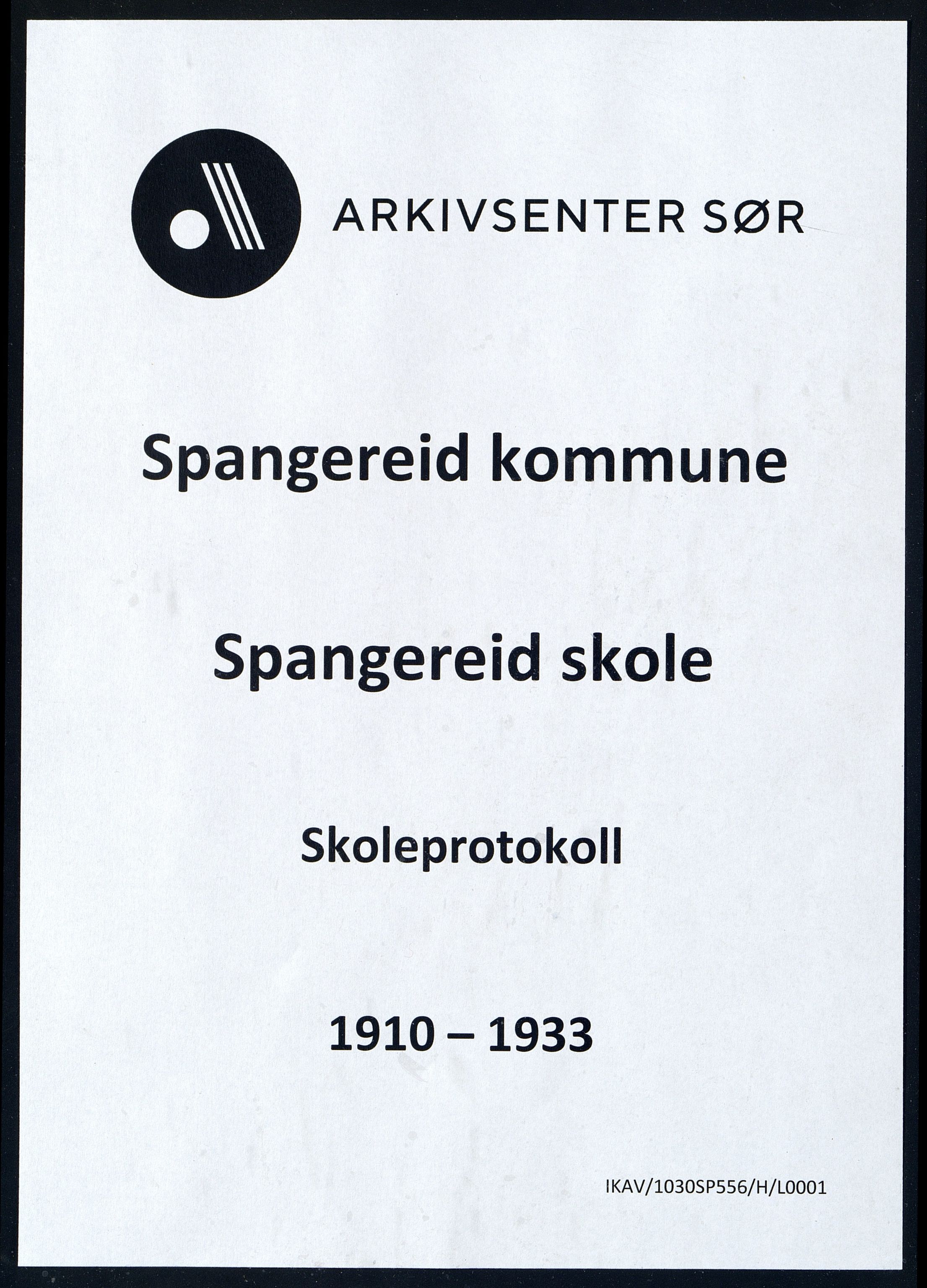 Spangereid kommune - Spangereid Skole, IKAV/1030SP556/H/L0001: Skoleprotokoll, 1910-1933