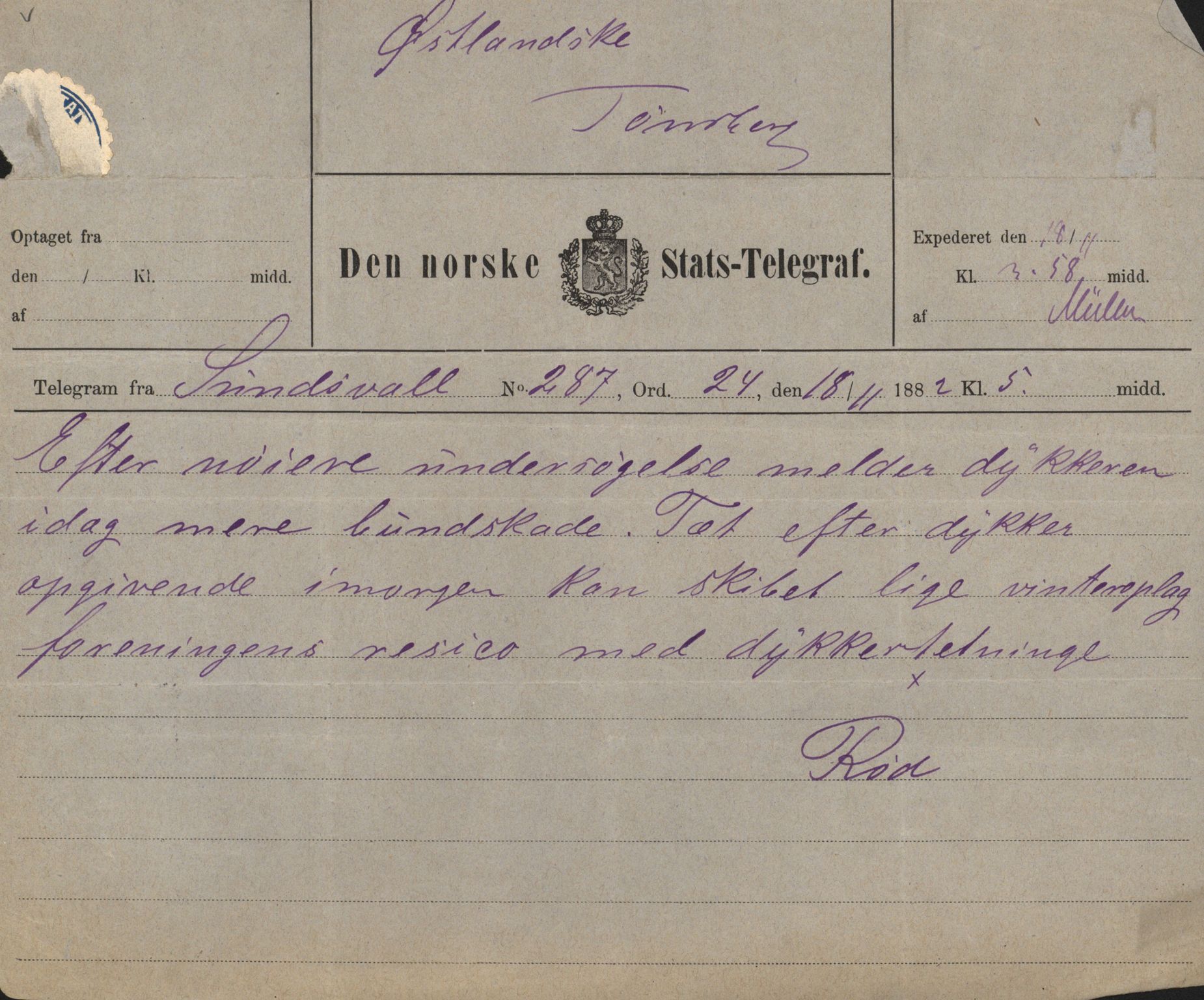 Pa 63 - Østlandske skibsassuranceforening, VEMU/A-1079/G/Ga/L0014/0009: Havaridokumenter / Peter, Olinda, Prinds Chr. August, Poseidon, 1882, s. 55