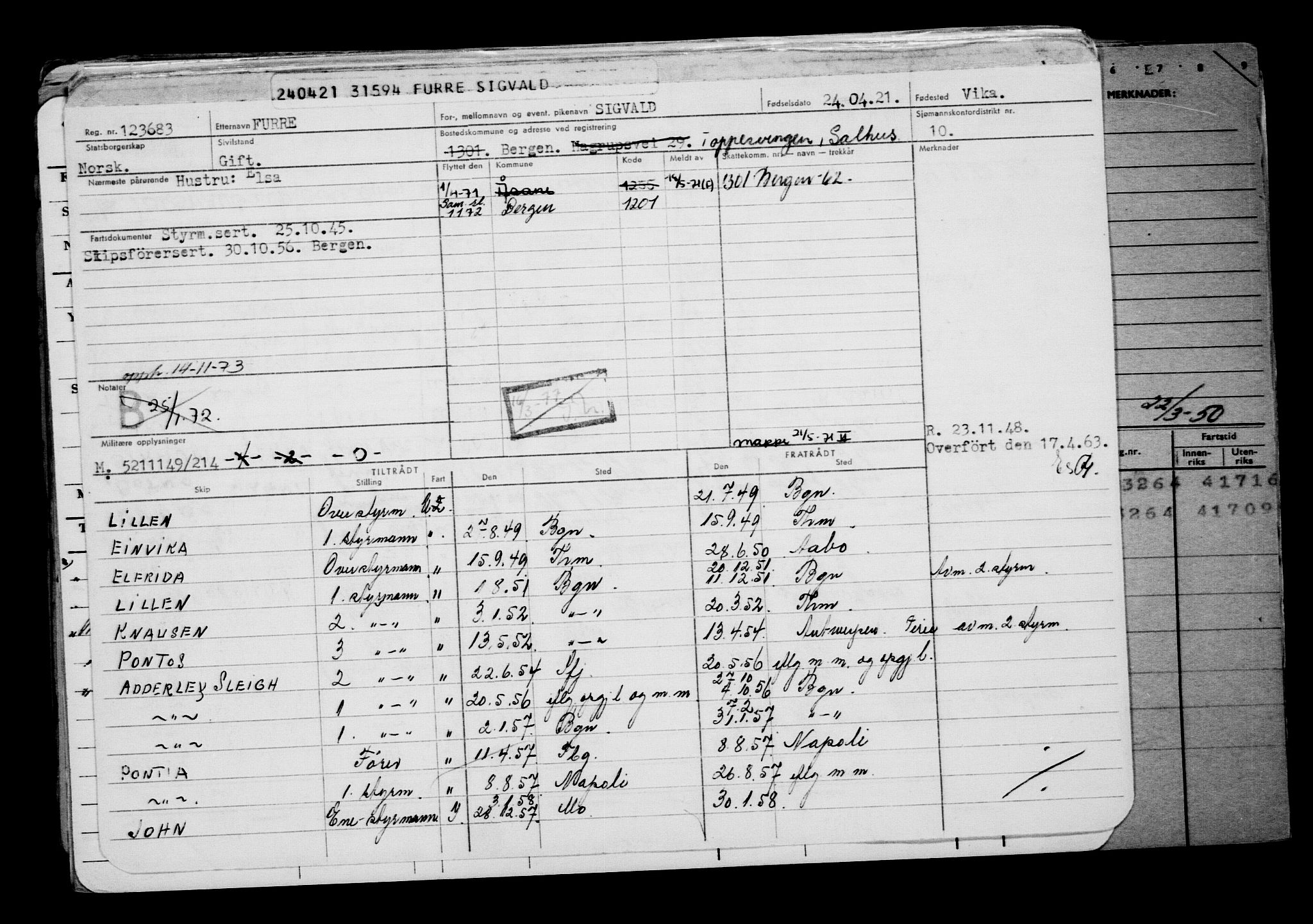 Direktoratet for sjømenn, AV/RA-S-3545/G/Gb/L0192: Hovedkort, 1921, s. 689