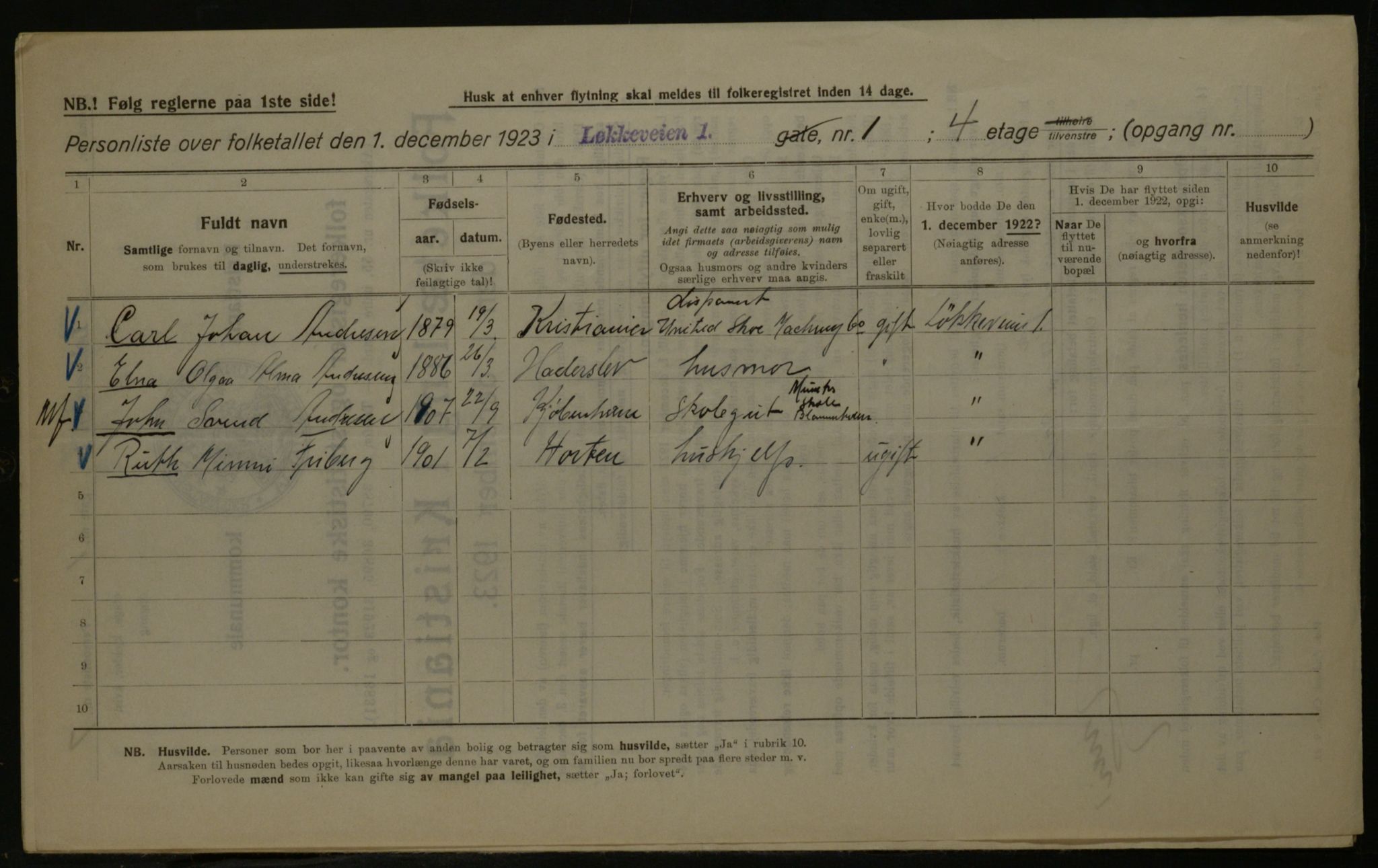 OBA, Kommunal folketelling 1.12.1923 for Kristiania, 1923, s. 65211