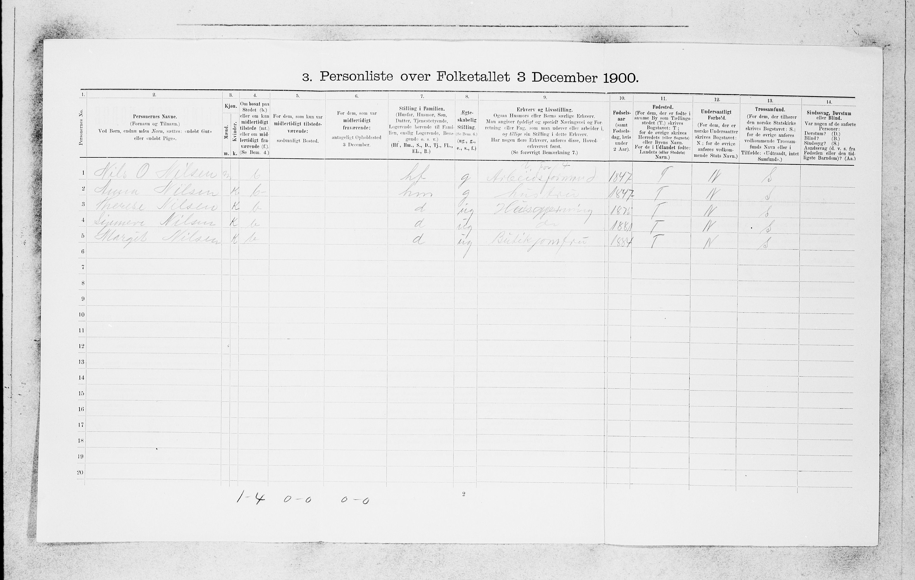 SAB, Folketelling 1900 for 1301 Bergen kjøpstad, 1900, s. 1146