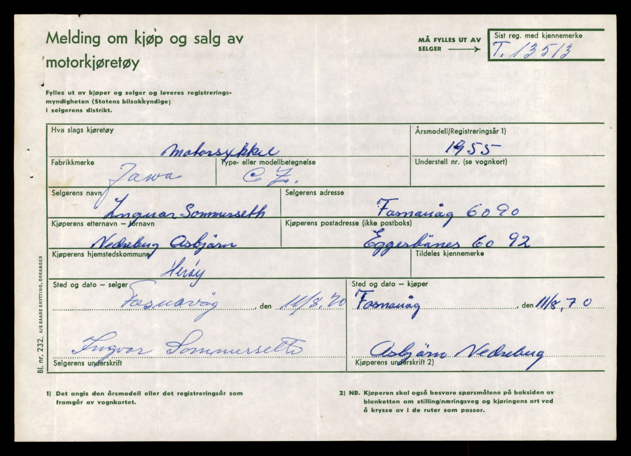 Møre og Romsdal vegkontor - Ålesund trafikkstasjon, AV/SAT-A-4099/F/Fe/L0039: Registreringskort for kjøretøy T 13361 - T 13530, 1927-1998, s. 2701