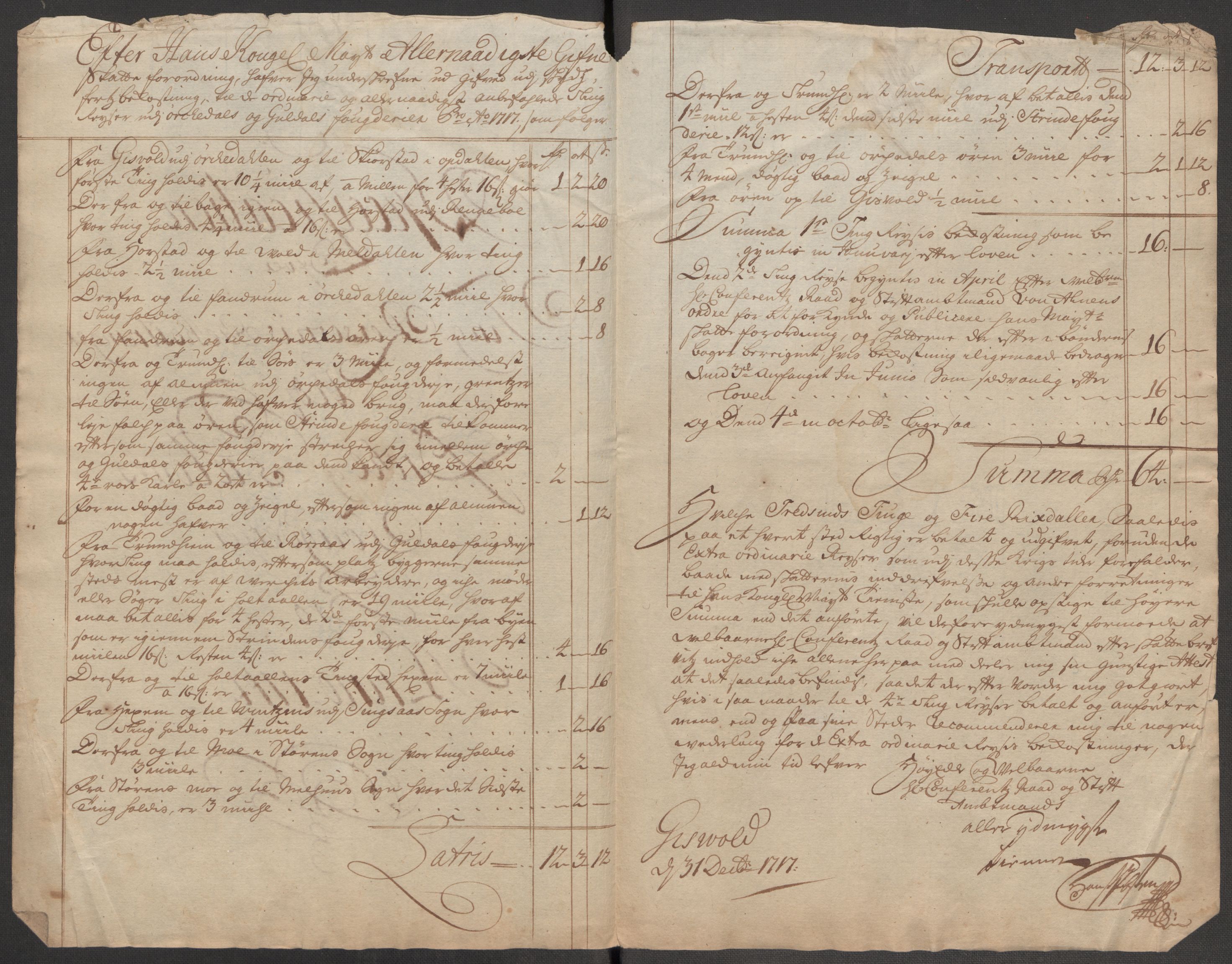 Rentekammeret inntil 1814, Reviderte regnskaper, Fogderegnskap, AV/RA-EA-4092/R60/L3970: Fogderegnskap Orkdal og Gauldal, 1717, s. 141