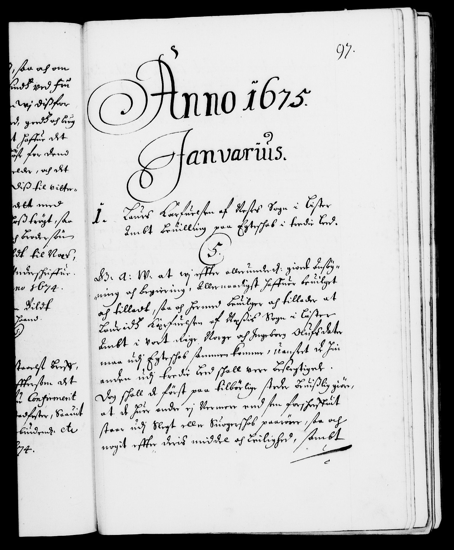 Danske Kanselli 1572-1799, RA/EA-3023/F/Fc/Fca/Fcaa/L0012: Norske registre (mikrofilm), 1674-1680, s. 97a