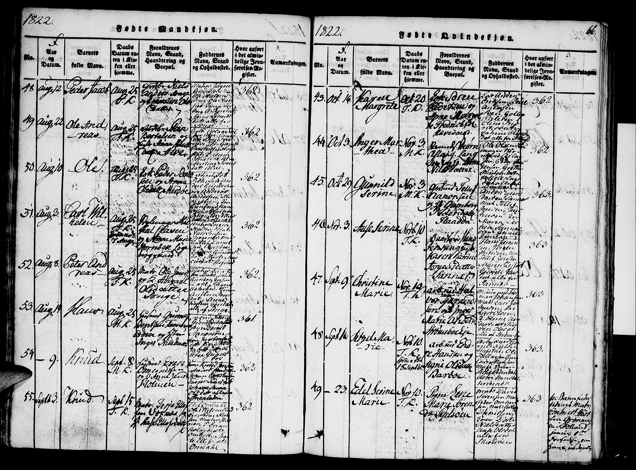 Austre Moland sokneprestkontor, AV/SAK-1111-0001/F/Fa/Faa/L0004: Ministerialbok nr. A 4, 1816-1824, s. 66