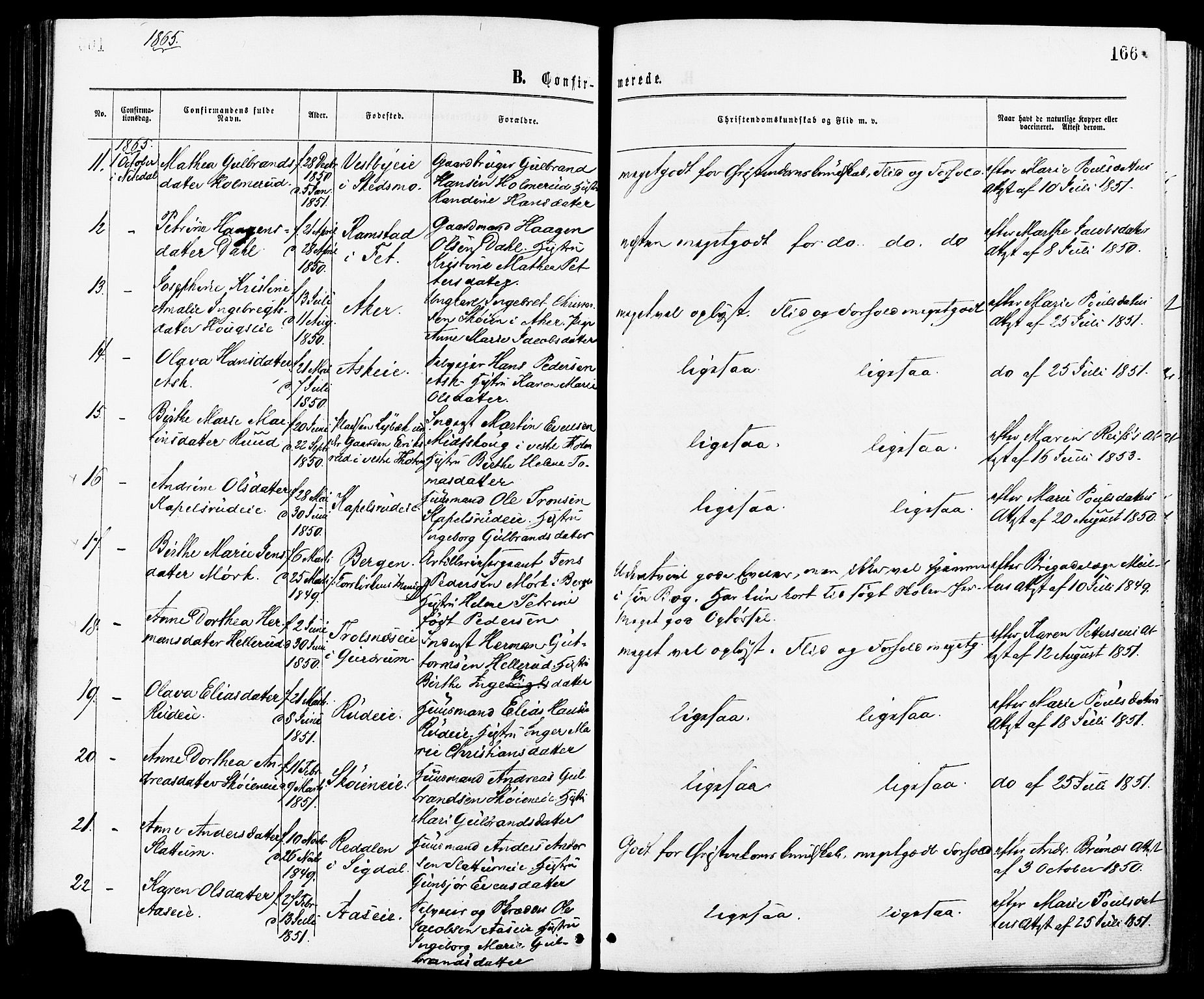 Nittedal prestekontor Kirkebøker, SAO/A-10365a/F/Fa/L0006: Ministerialbok nr. I 6, 1863-1878, s. 166