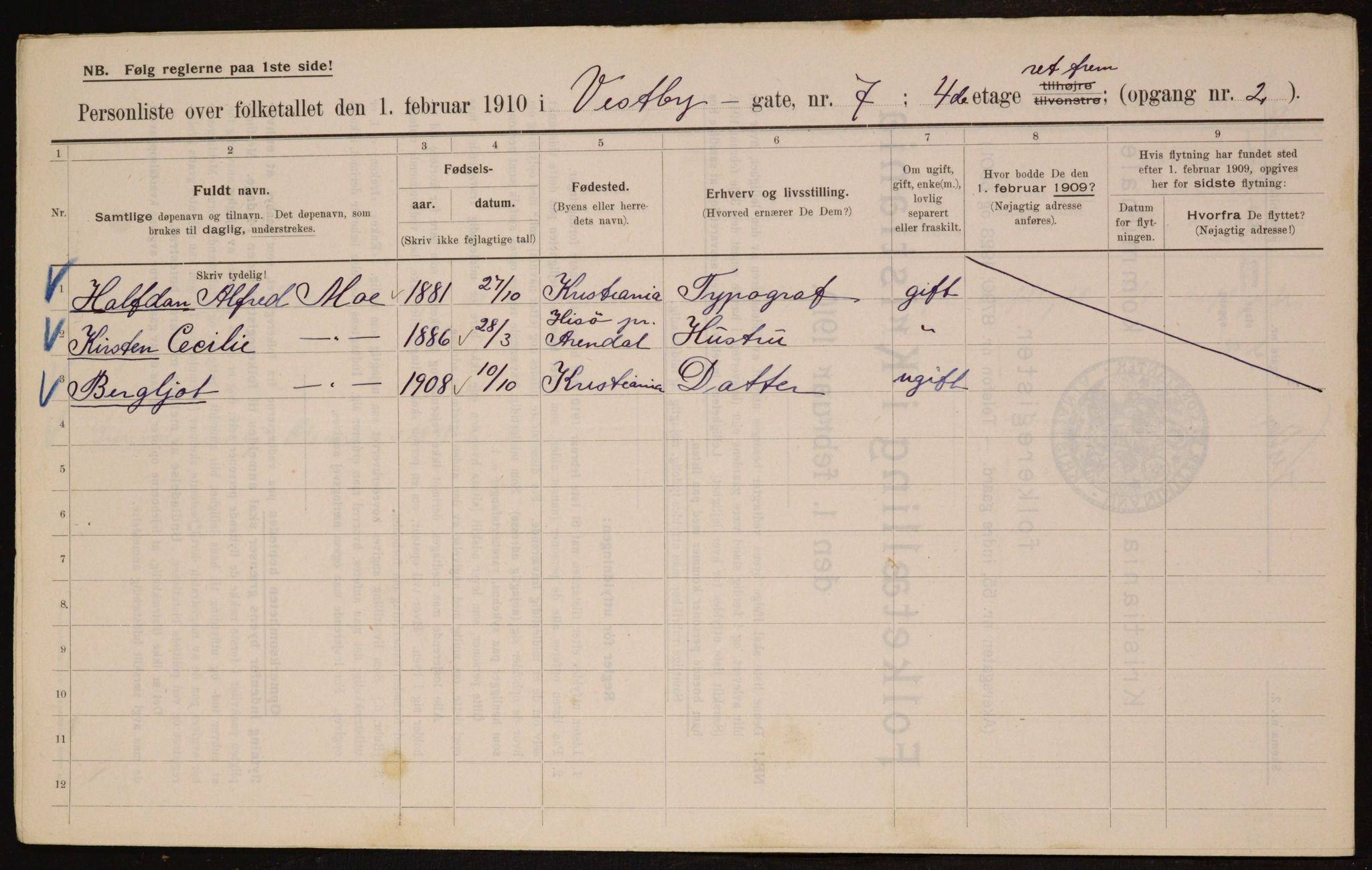 OBA, Kommunal folketelling 1.2.1910 for Kristiania, 1910, s. 115968