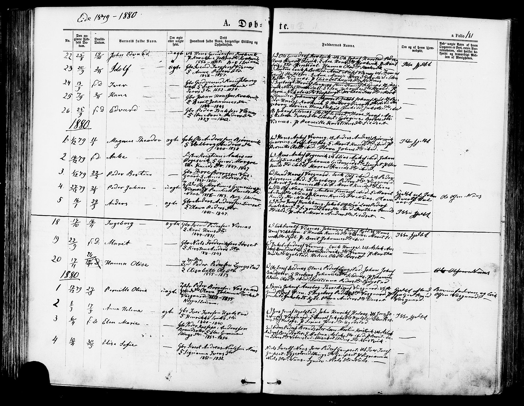 Ministerialprotokoller, klokkerbøker og fødselsregistre - Møre og Romsdal, AV/SAT-A-1454/568/L0806: Ministerialbok nr. 568A12 /4, 1878-1884, s. 181