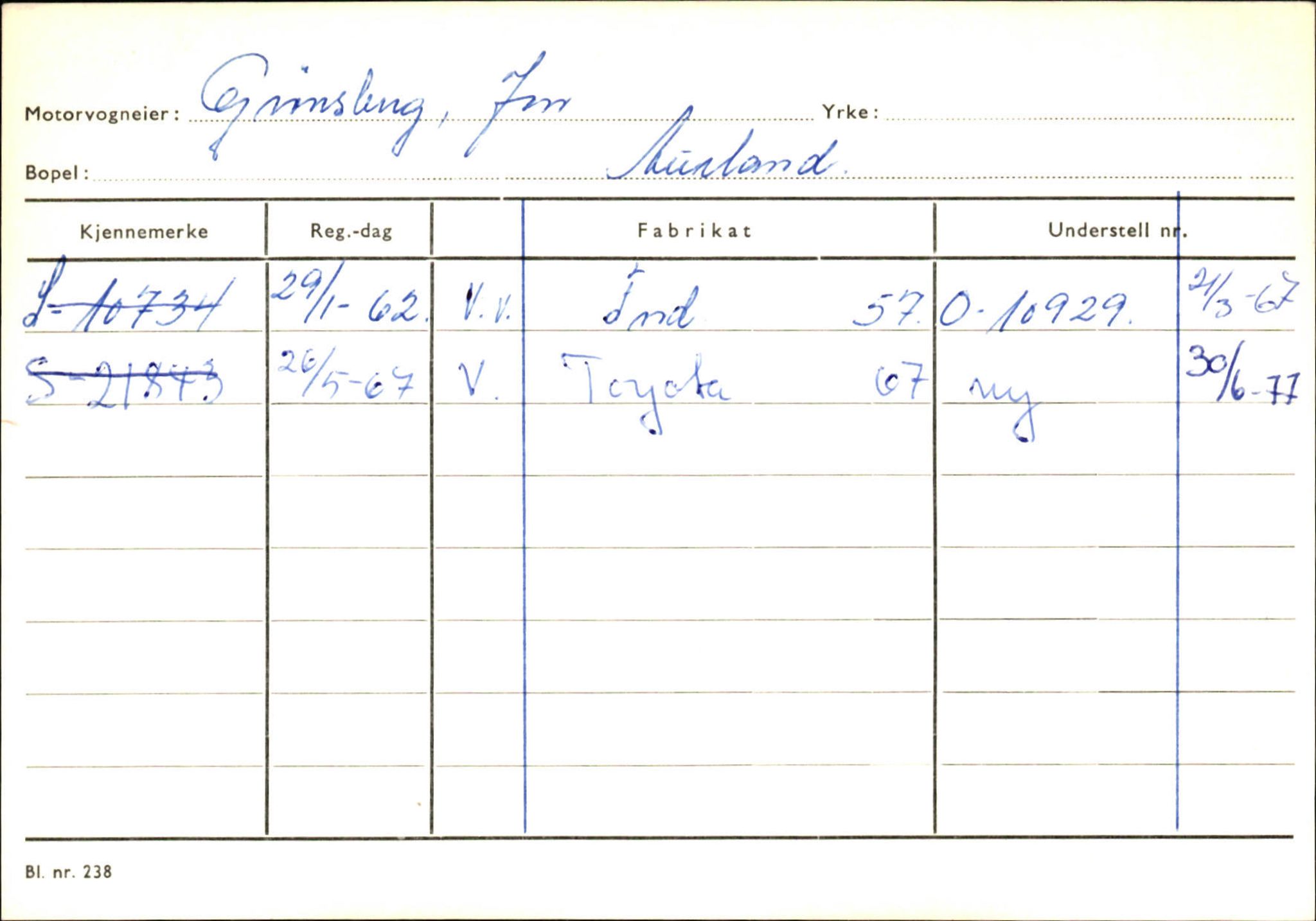 Statens vegvesen, Sogn og Fjordane vegkontor, AV/SAB-A-5301/4/F/L0125: Eigarregister Sogndal V-Å. Aurland A-Å. Fjaler A-N, 1945-1975, s. 651