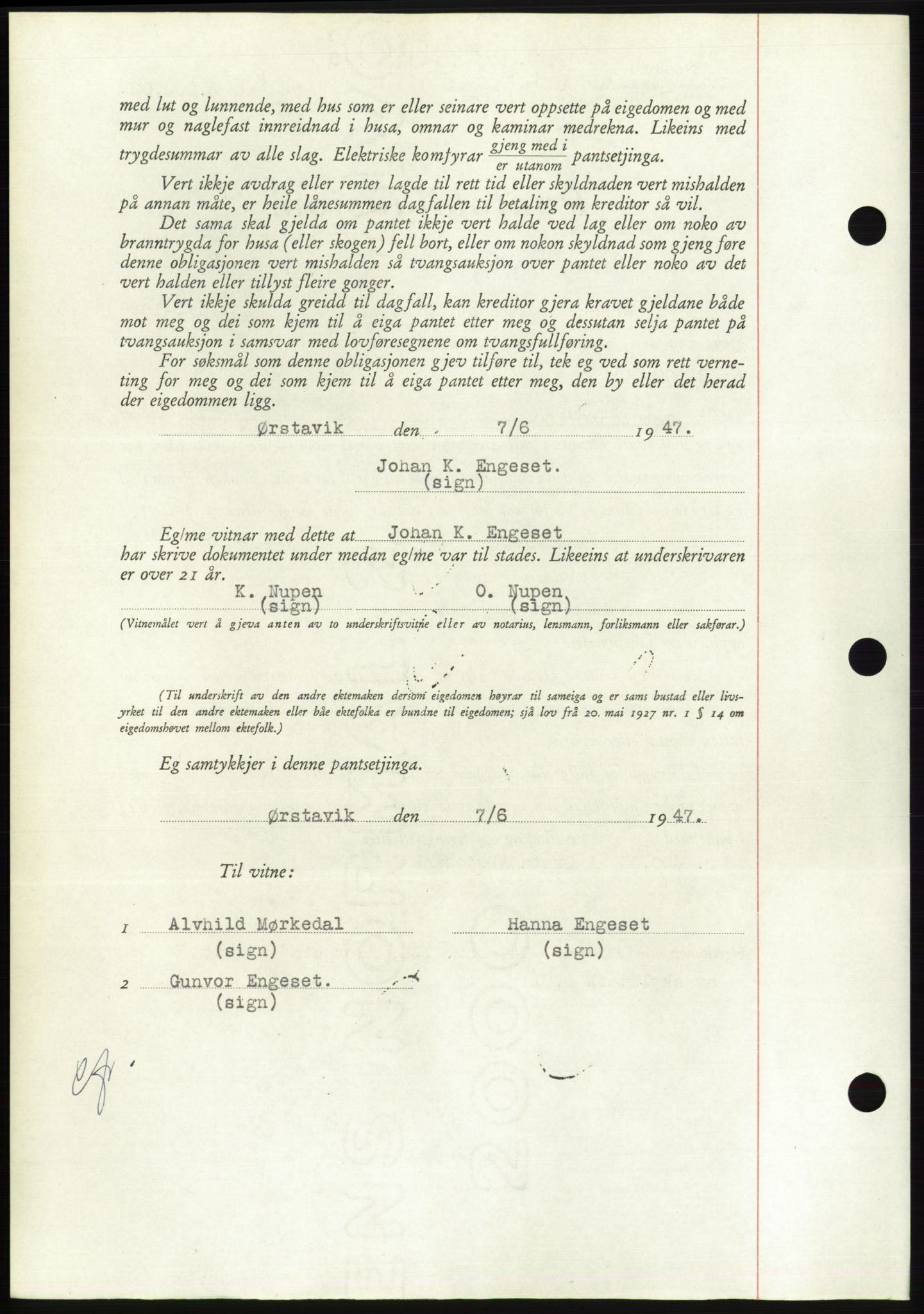Søre Sunnmøre sorenskriveri, AV/SAT-A-4122/1/2/2C/L0115: Pantebok nr. 3B, 1947-1948, Dagboknr: 826/1947