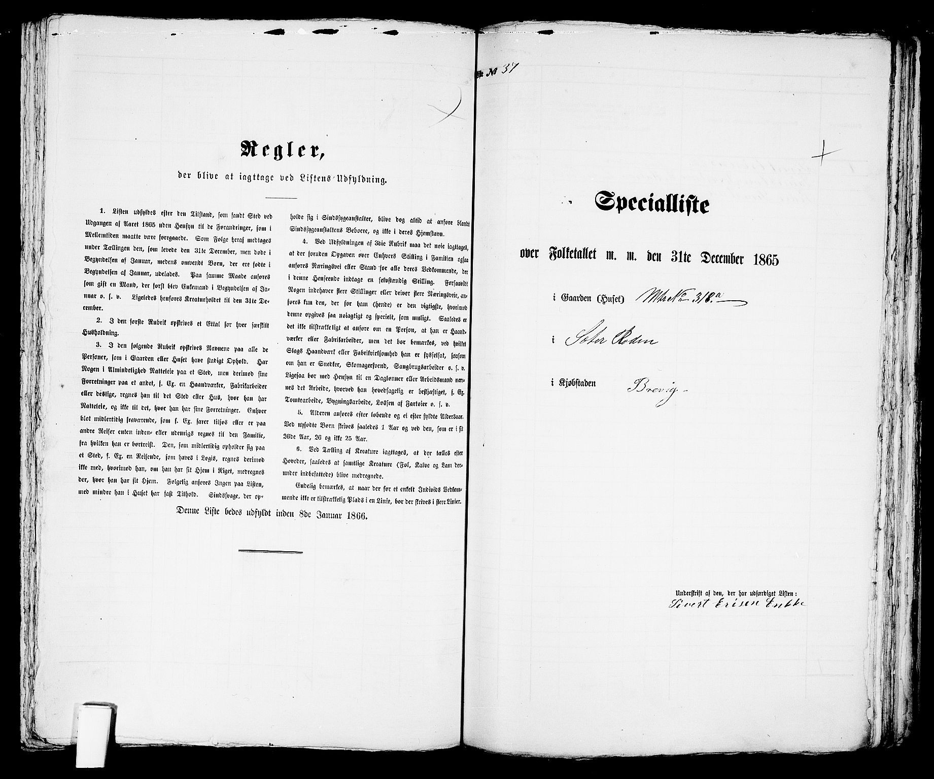 RA, Folketelling 1865 for 0804P Brevik prestegjeld, 1865, s. 284