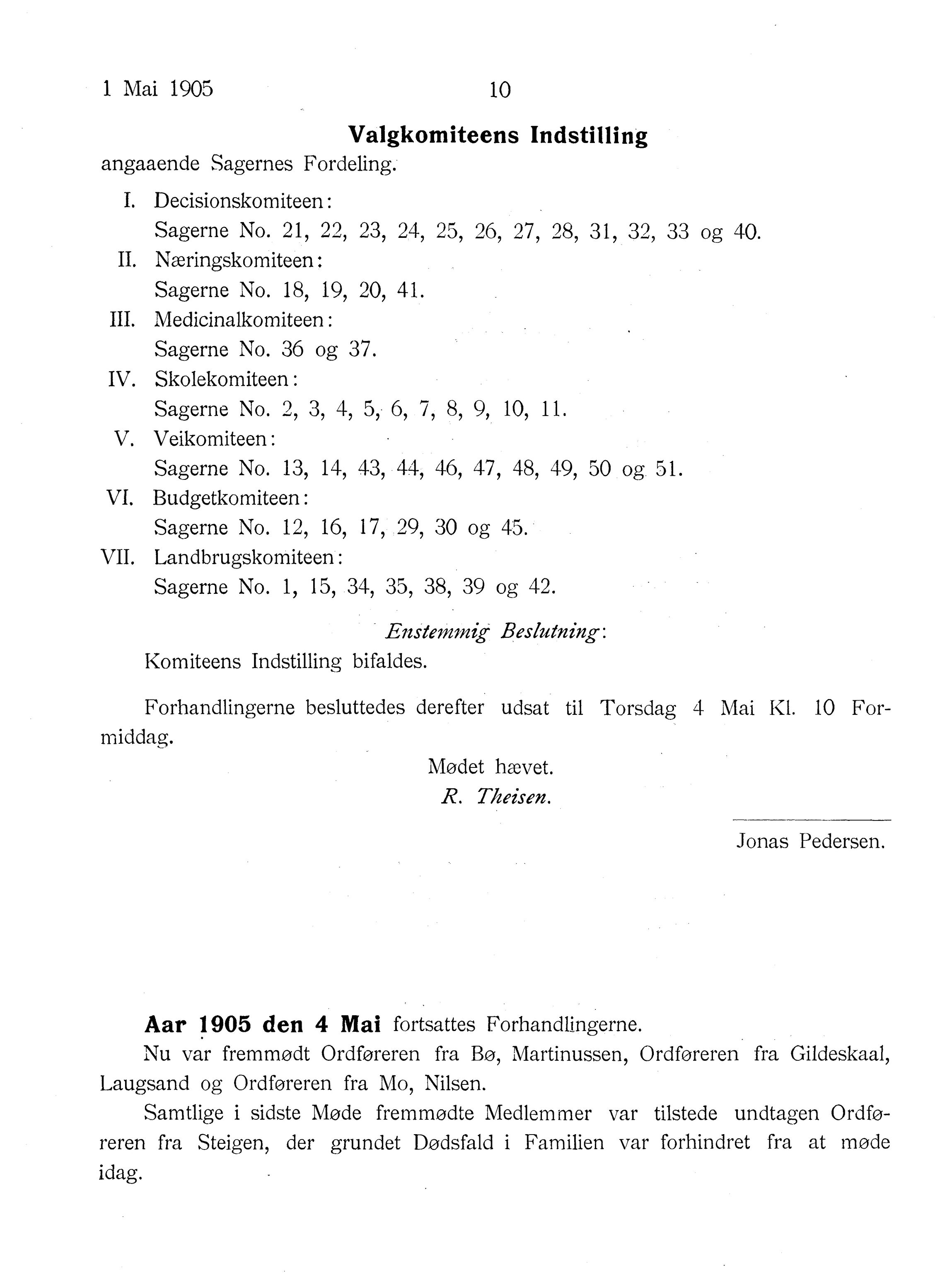 Nordland Fylkeskommune. Fylkestinget, AIN/NFK-17/176/A/Ac/L0028: Fylkestingsforhandlinger 1905, 1905