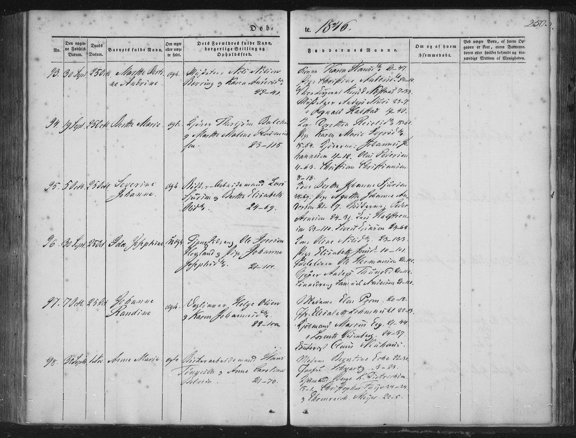 Korskirken sokneprestembete, SAB/A-76101/H/Haa/L0016: Ministerialbok nr. B 2, 1841-1851, s. 250