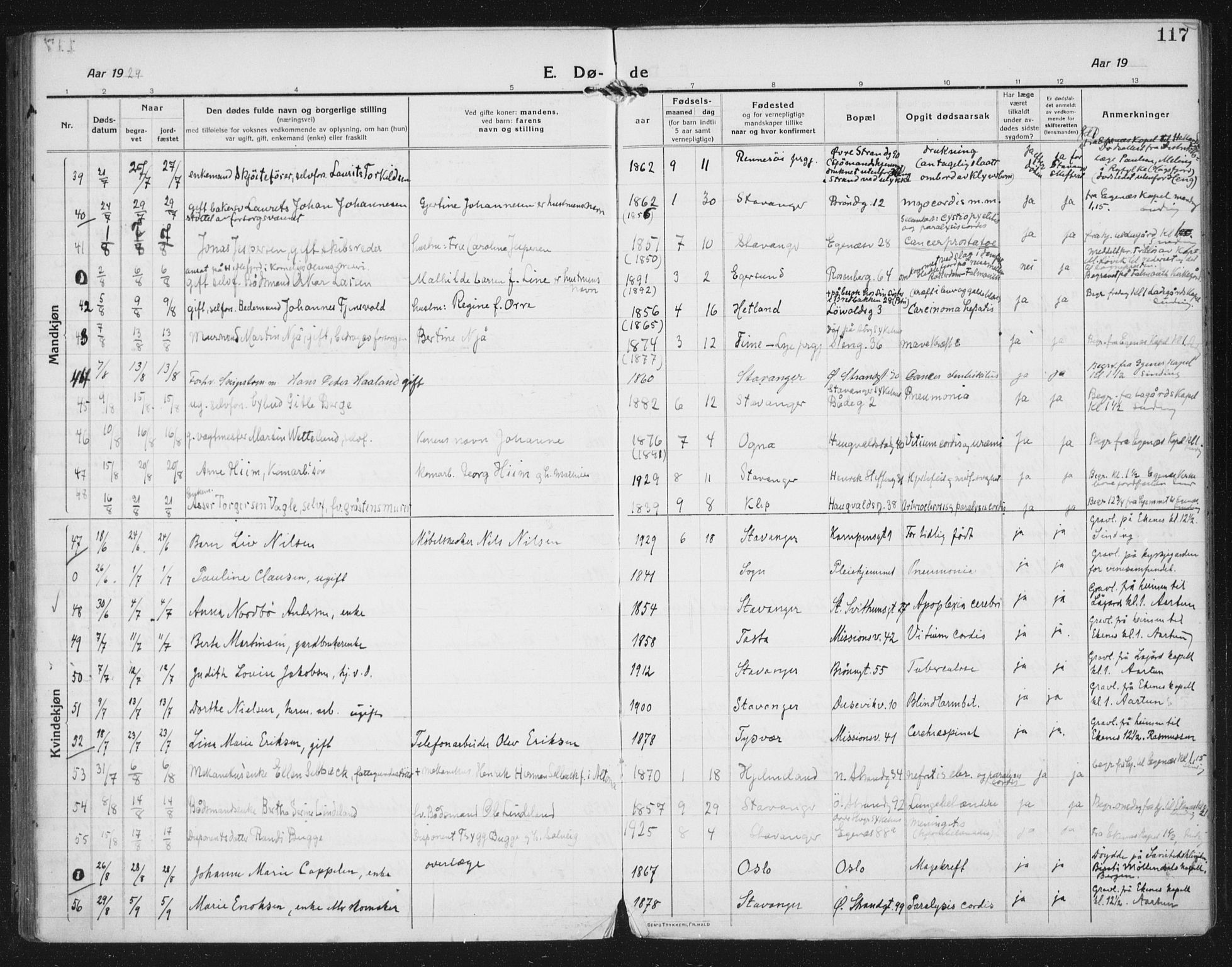 Domkirken sokneprestkontor, AV/SAST-A-101812/002/A/L0017: Ministerialbok nr. A 36, 1917-1938, s. 117