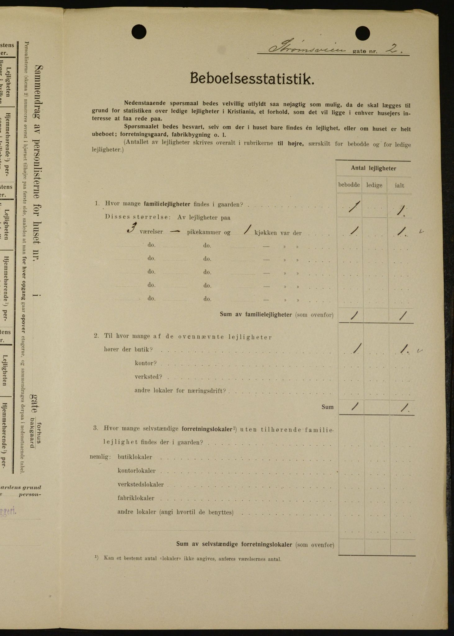 OBA, Kommunal folketelling 1.2.1909 for Kristiania kjøpstad, 1909, s. 94069