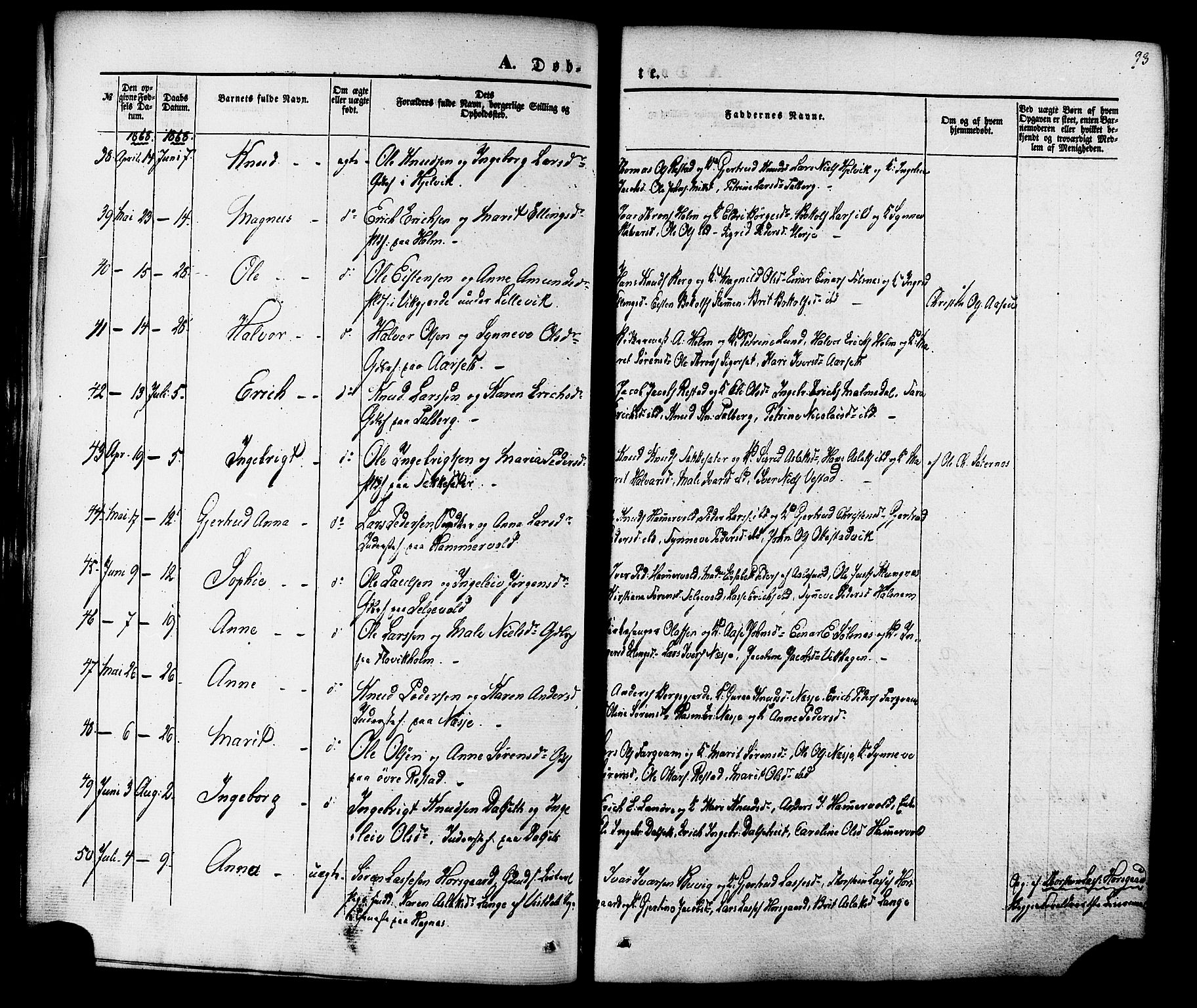 Ministerialprotokoller, klokkerbøker og fødselsregistre - Møre og Romsdal, AV/SAT-A-1454/547/L0603: Ministerialbok nr. 547A05, 1846-1877, s. 93