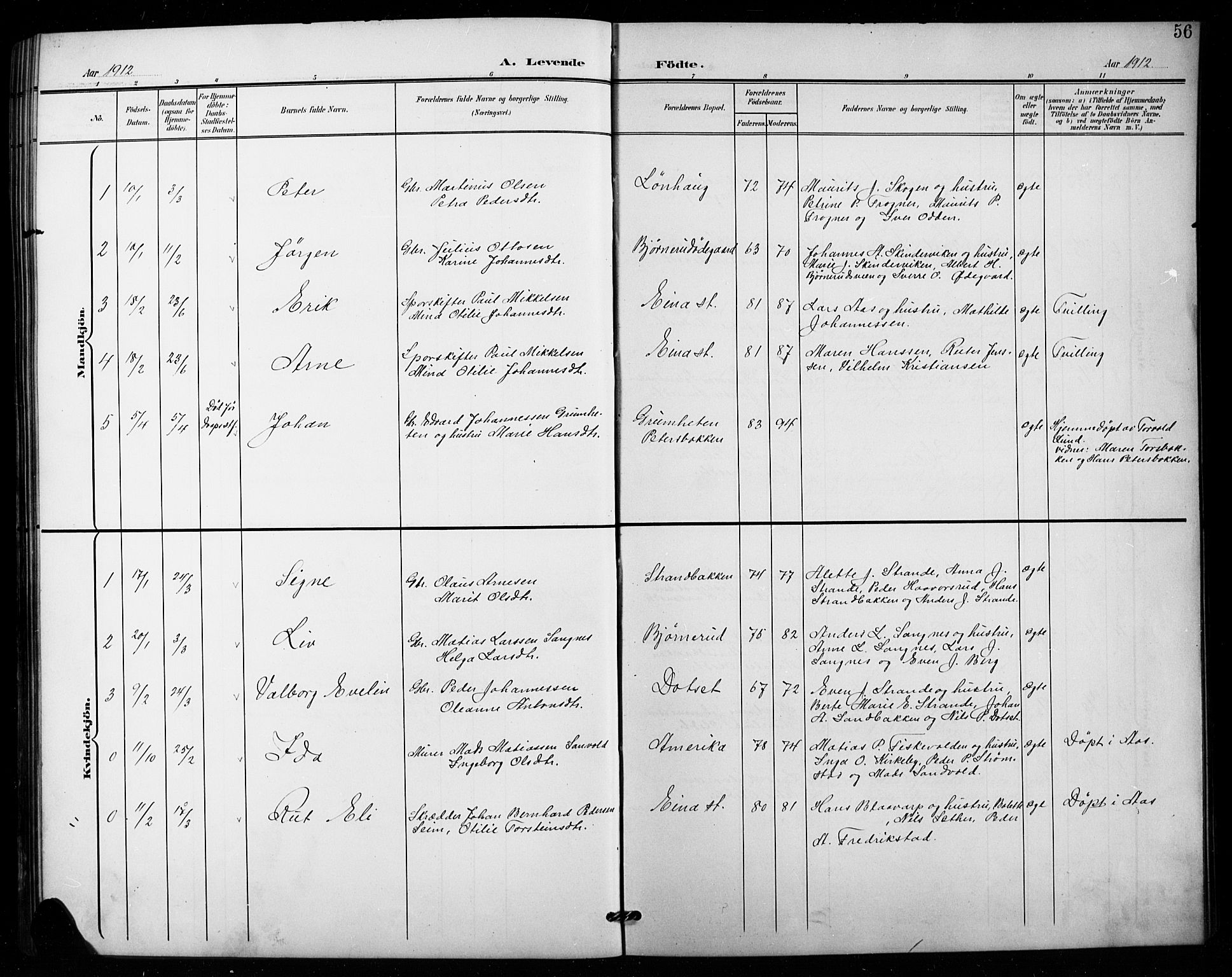 Vestre Toten prestekontor, SAH/PREST-108/H/Ha/Hab/L0016: Klokkerbok nr. 16, 1901-1915, s. 56