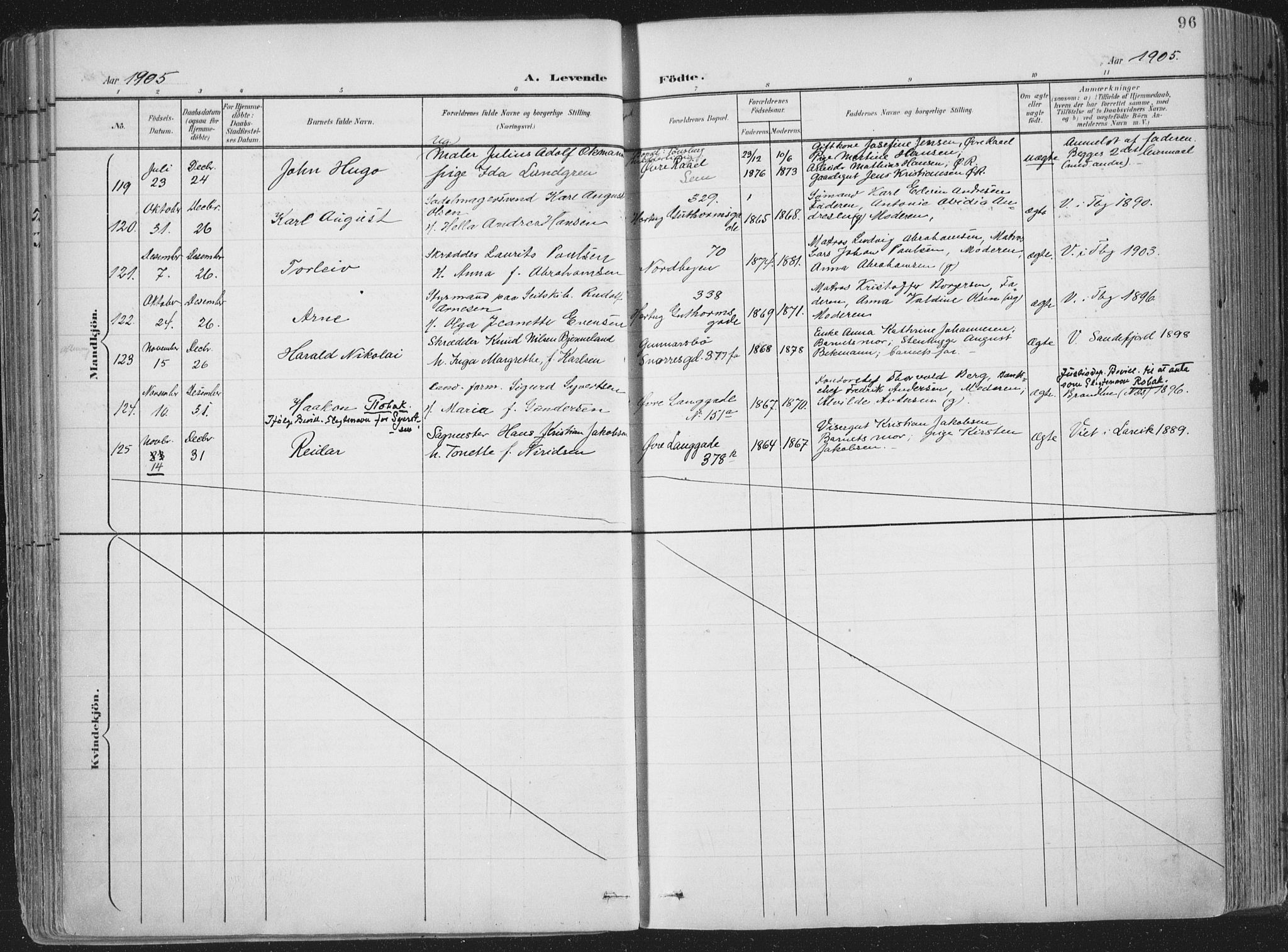 Tønsberg kirkebøker, AV/SAKO-A-330/F/Fa/L0014: Ministerialbok nr. I 14, 1900-1913, s. 96