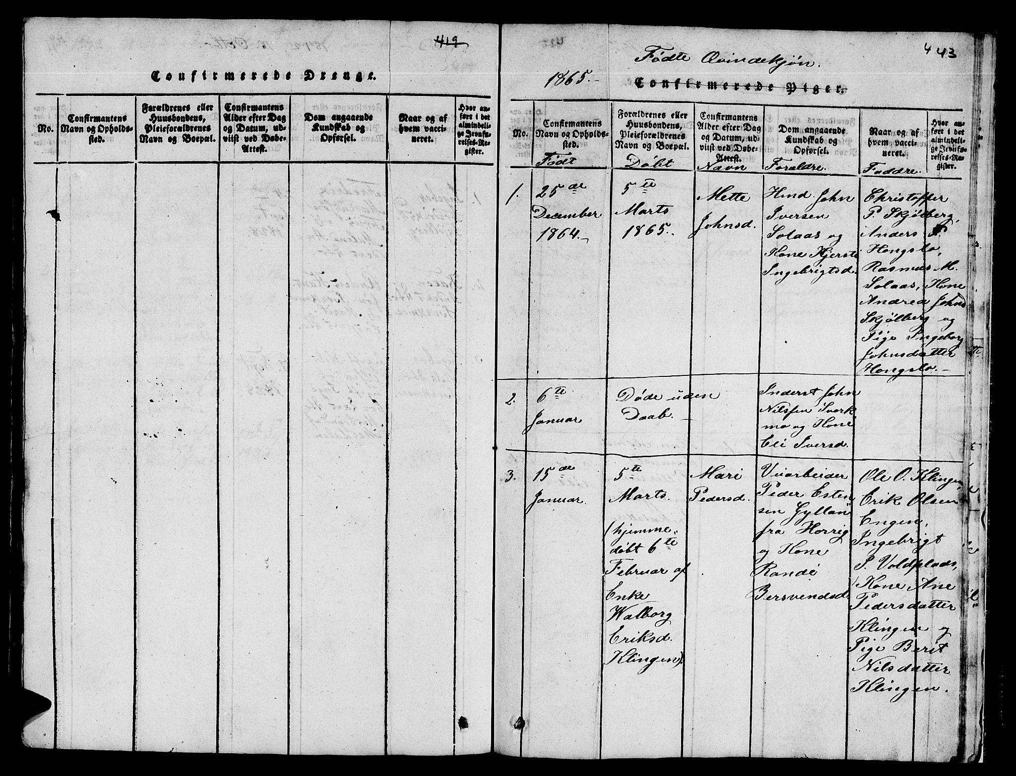 Ministerialprotokoller, klokkerbøker og fødselsregistre - Sør-Trøndelag, SAT/A-1456/671/L0842: Klokkerbok nr. 671C01, 1816-1867, s. 442-443